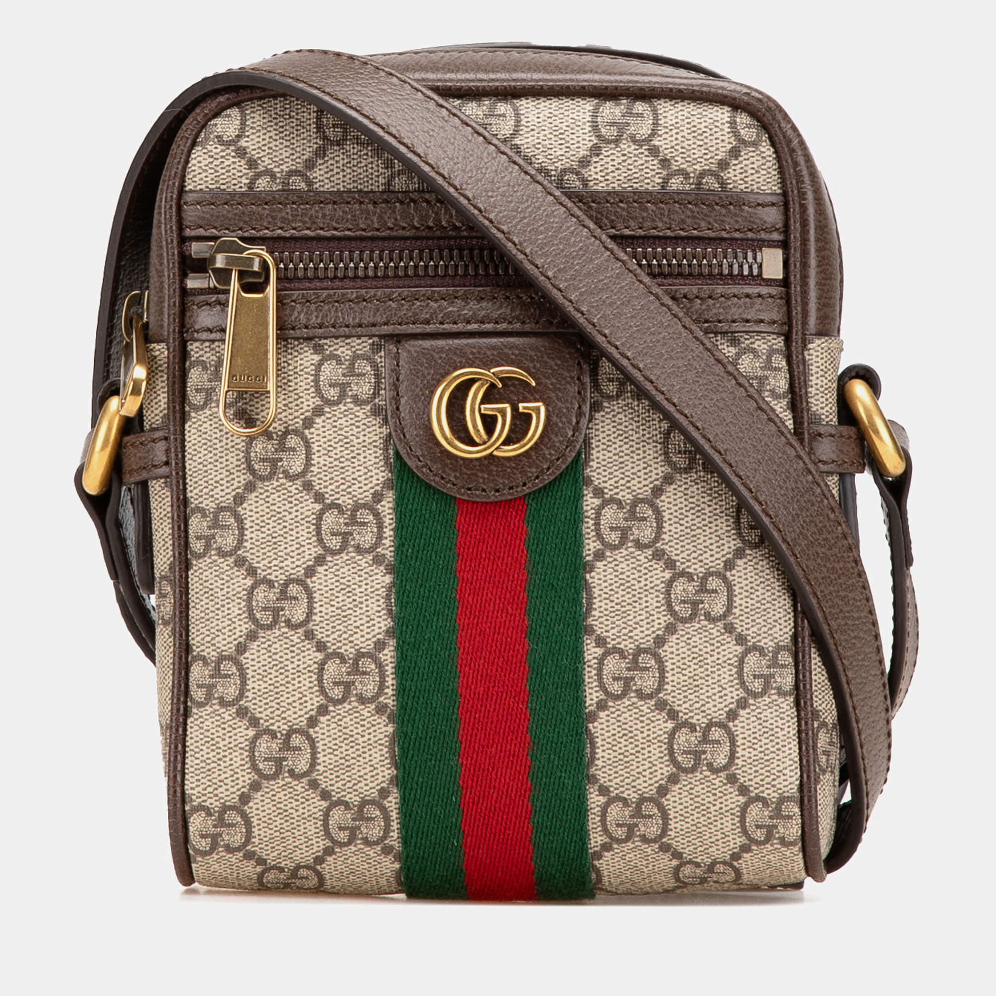 Gucci Beige Brown Mini GG Supreme Ophidia Crossbody
