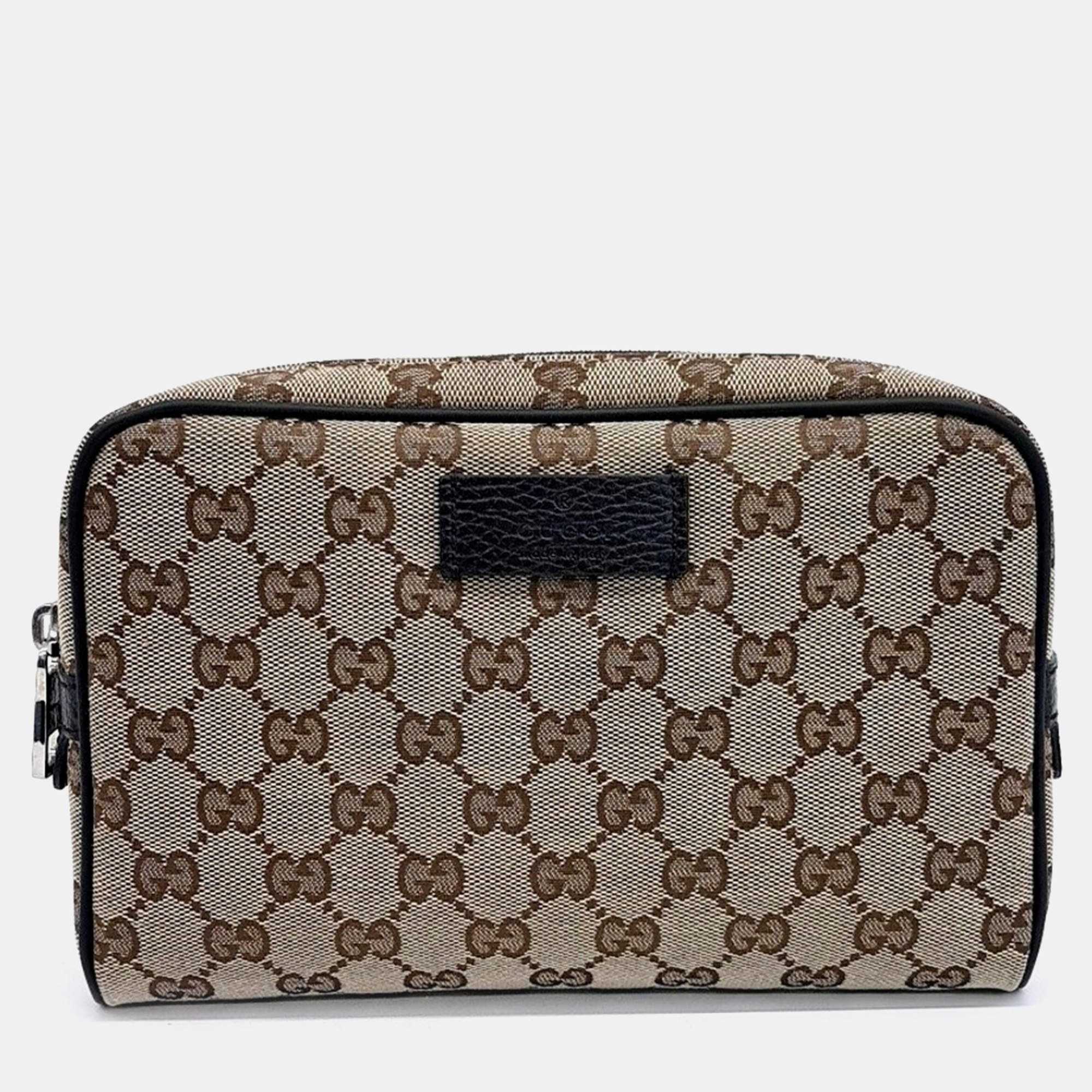 Gucci Beige Brown Fabric Jacquard Hip Sack bag