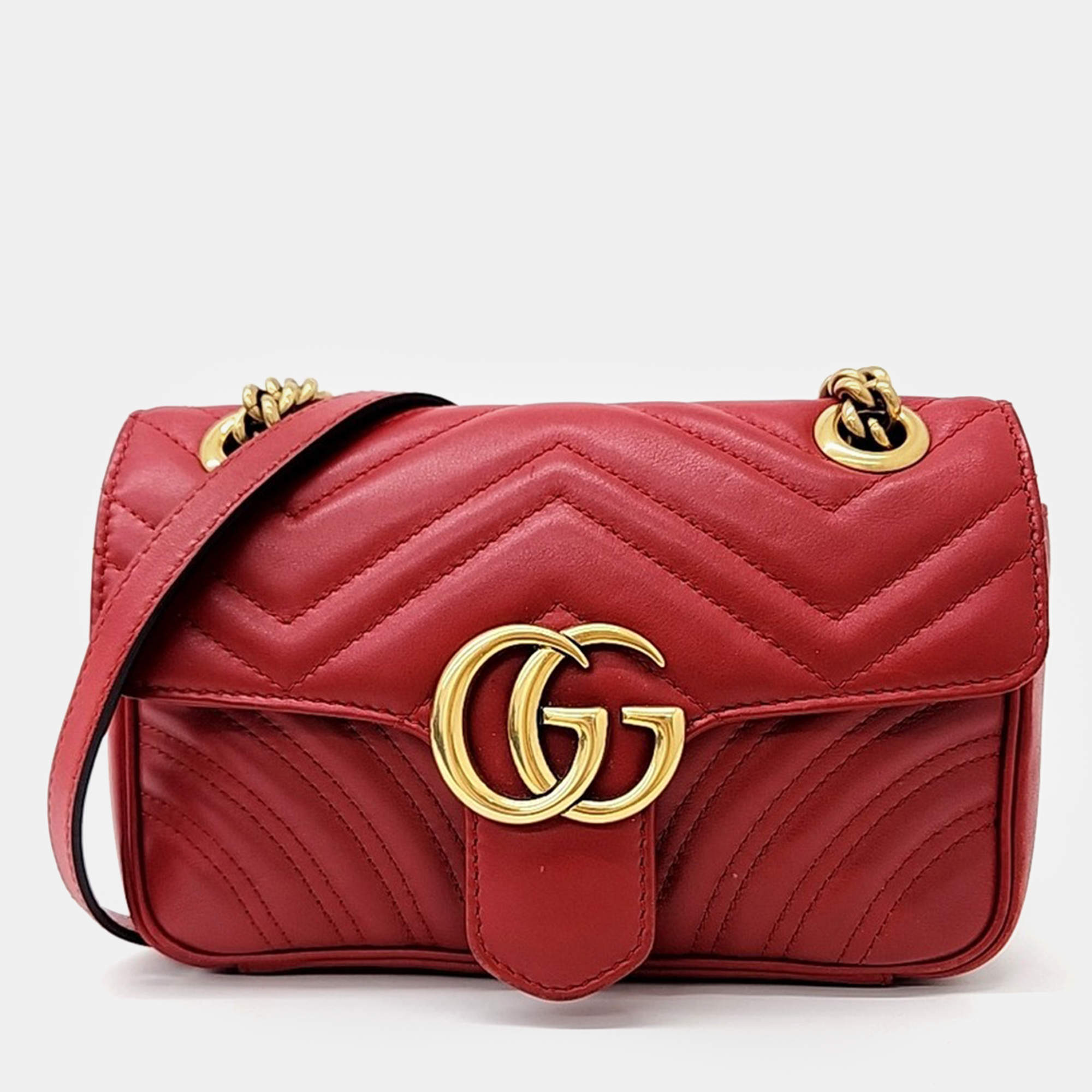 Gucci Red Leather Matrasse Mini Shoulder Bag