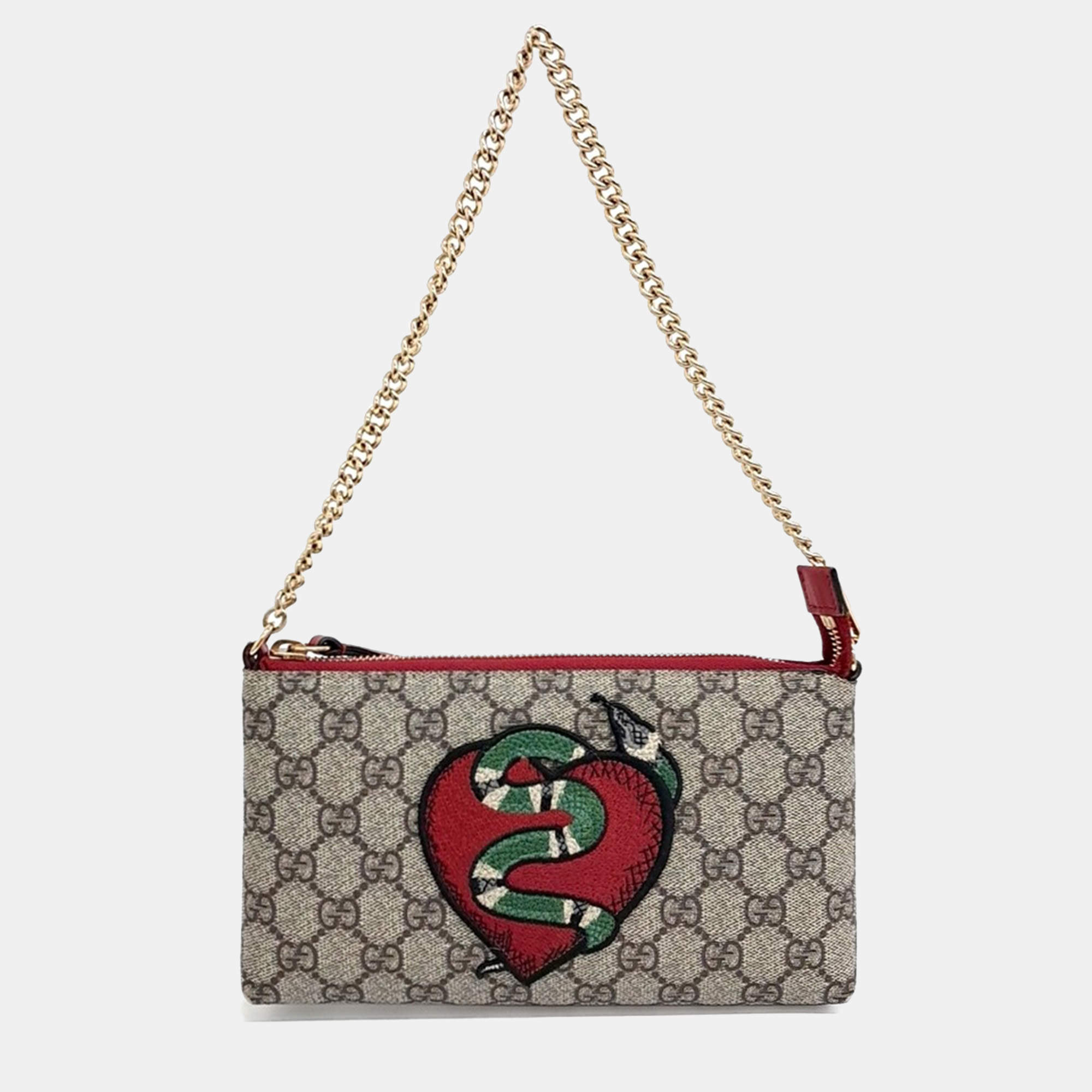 Gucci Brown Coated Canvas Pouch Bag