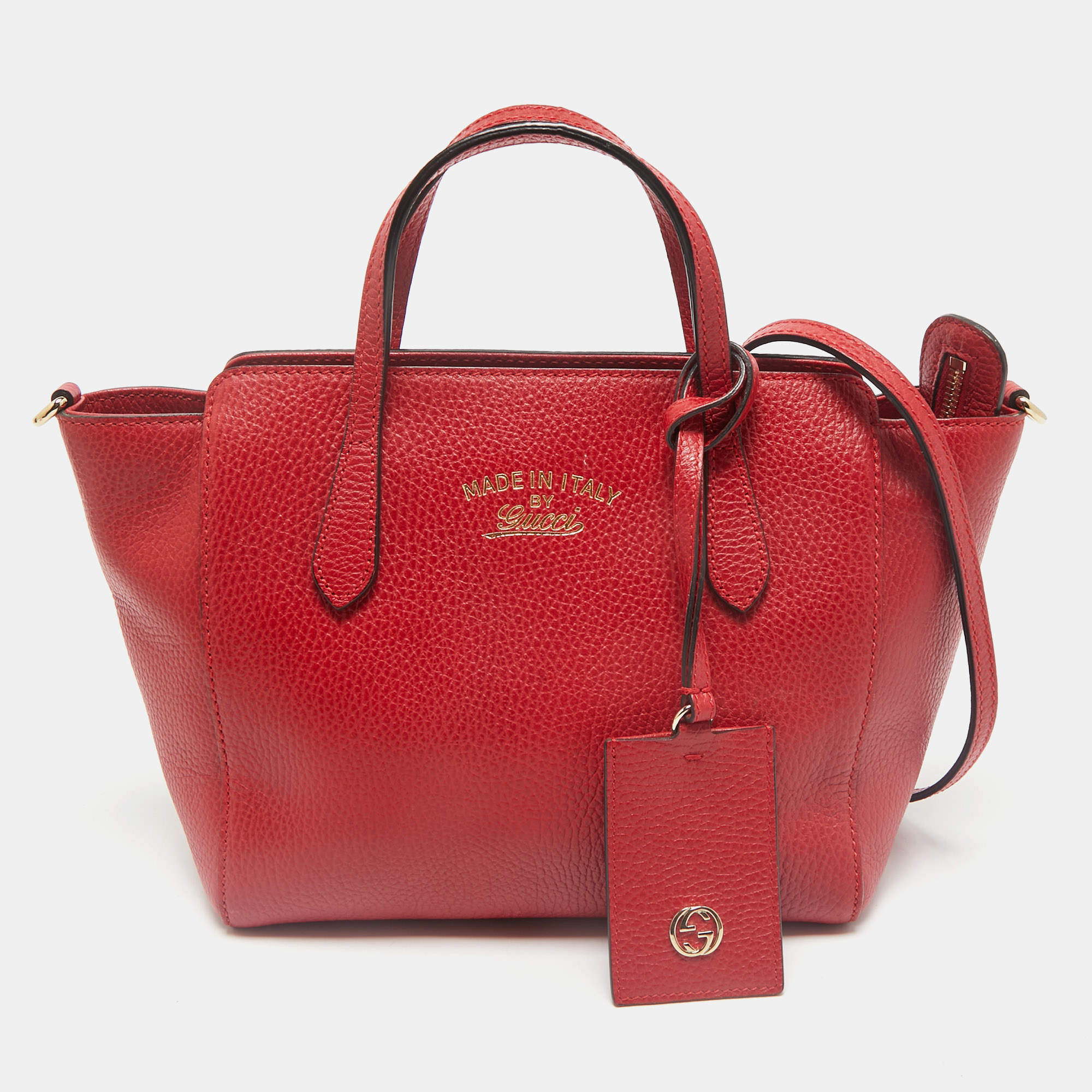 Gucci Red Leather Mini Swing Tote