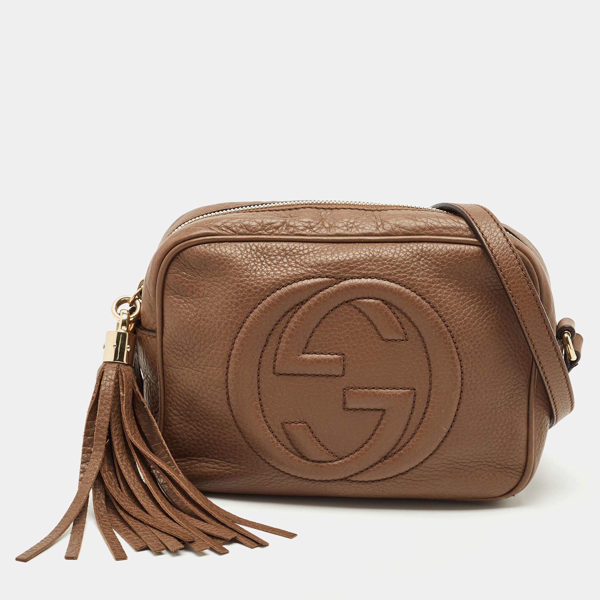 Gucci Brown Leather Small Soho Disco Crossbody Bag