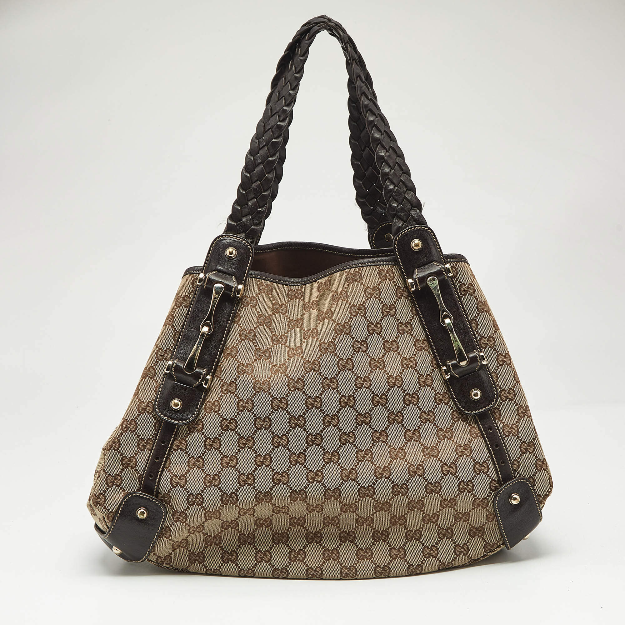 Gucci Beige/Brown GG Canvas and Leather Pelham Shoulder Bag
