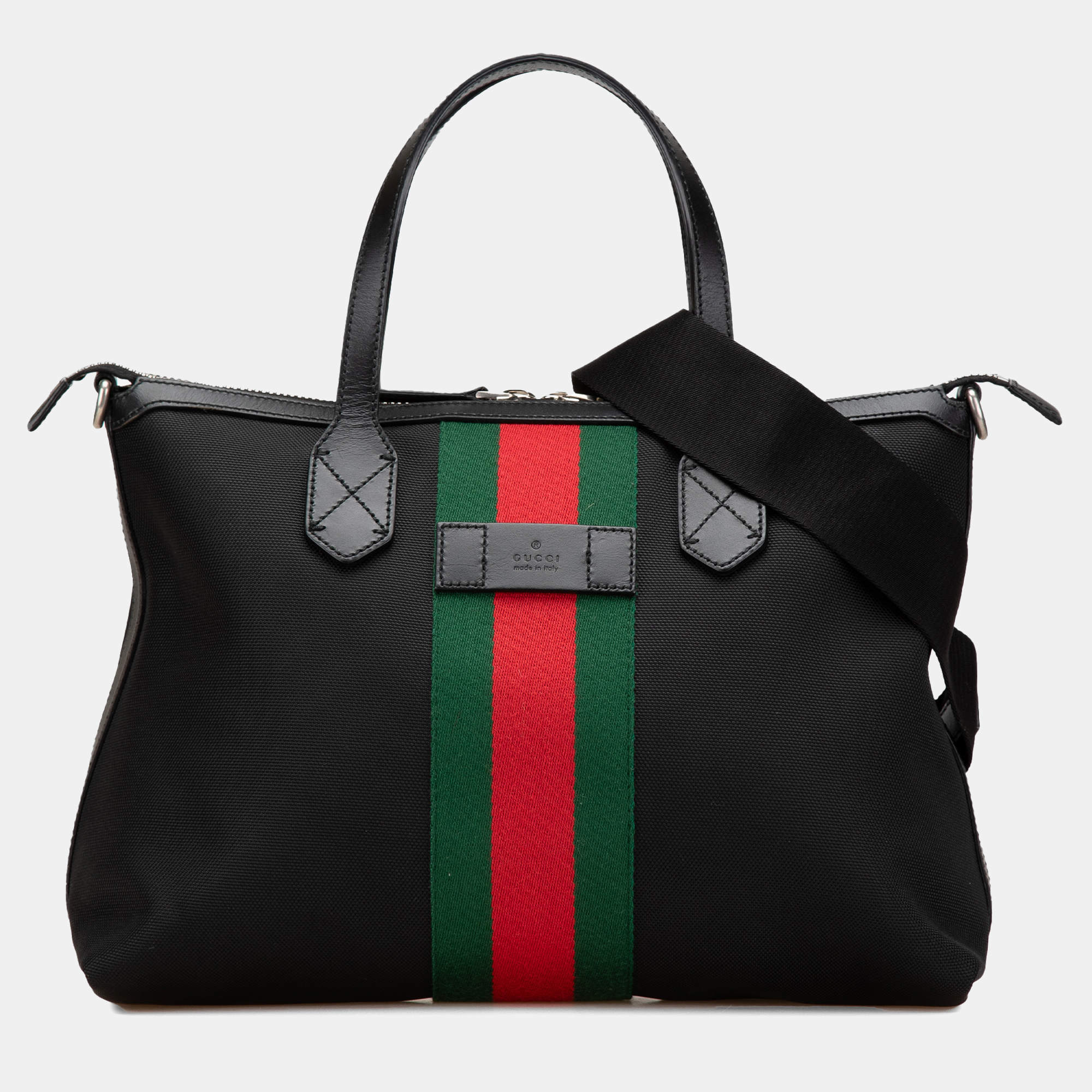 Gucci Black Techno Canvas Web Satchel