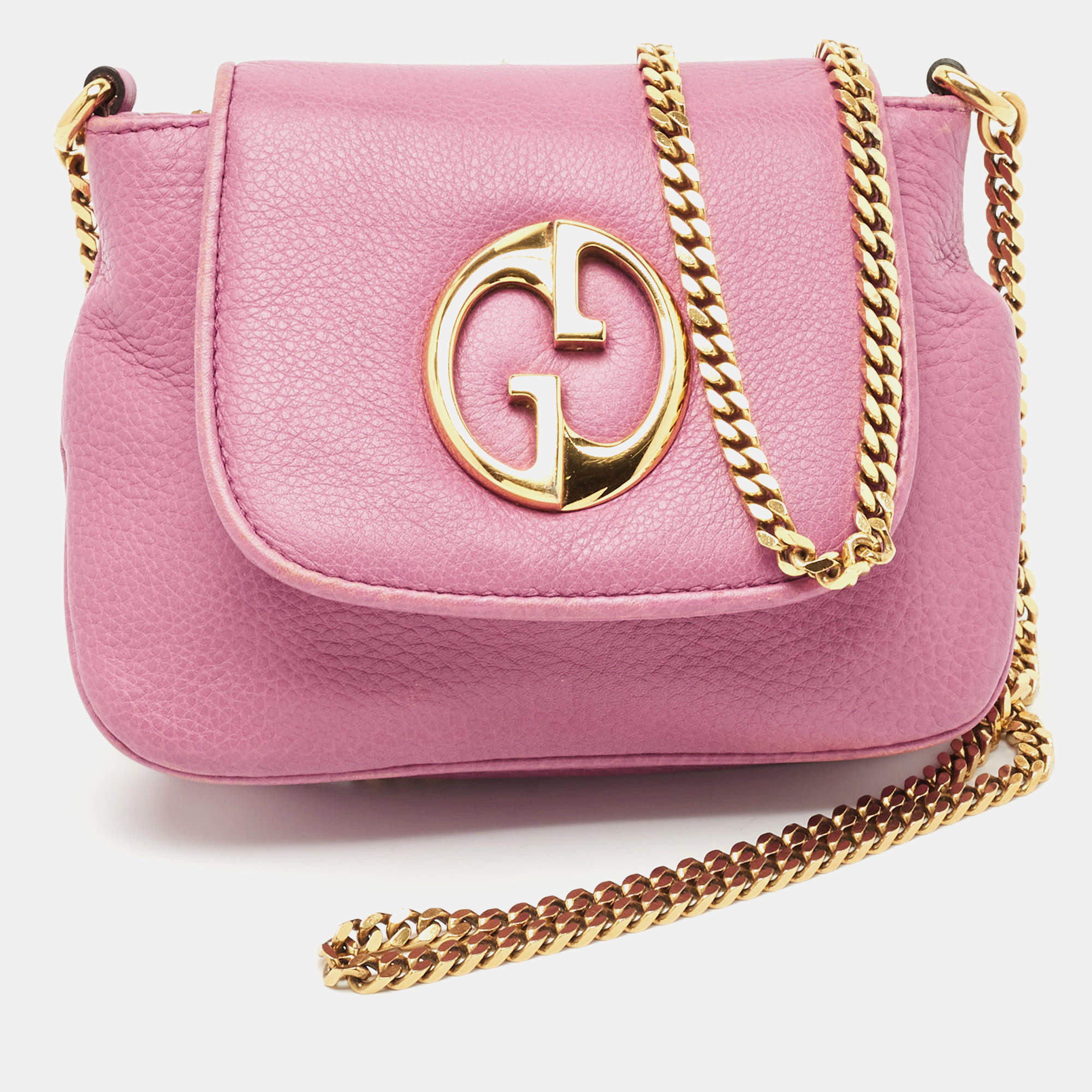 Gucci Pink Leather Small 1973 Chain Crossbody Bag