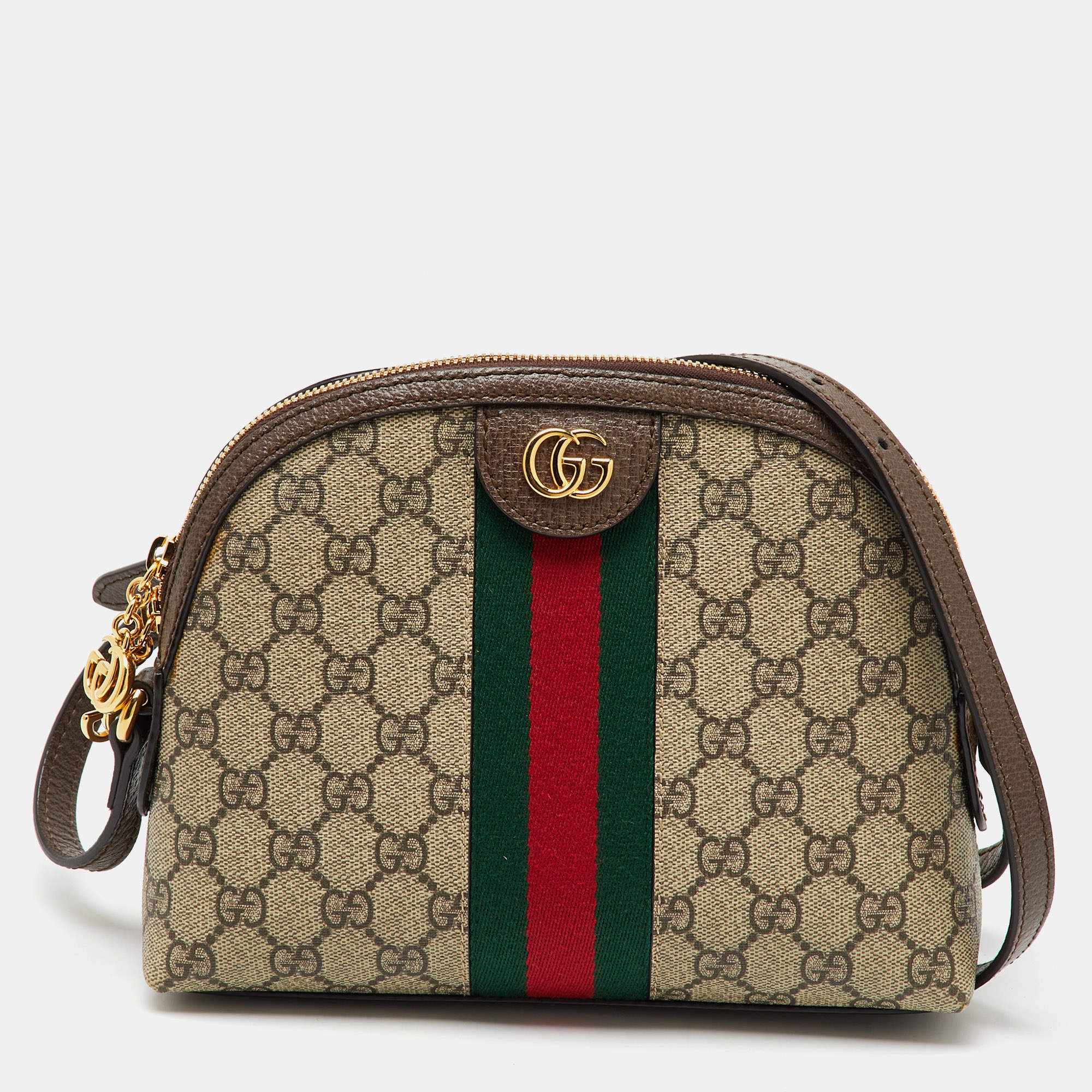 Gucci Beige/Brown GG Supreme Canvas and Leather Ophidia Bag