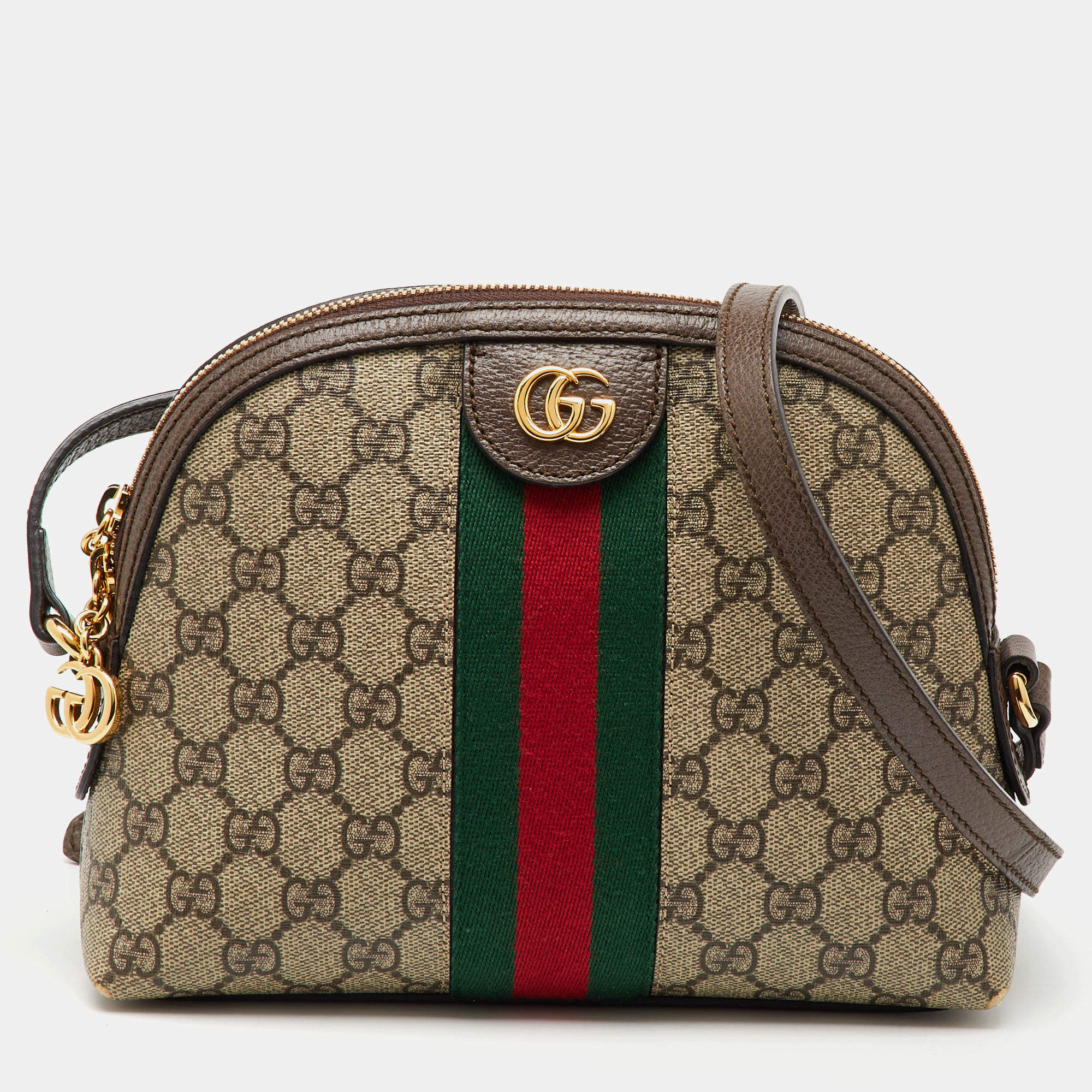 Gucci Beige/Brown GG Supreme Canvas and Leather Ophidia Bag