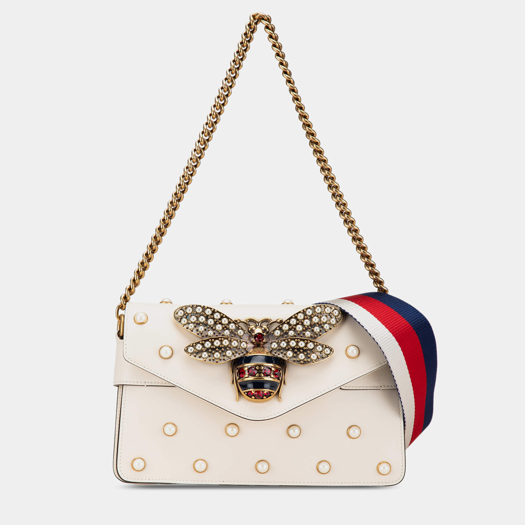 Gucci White Mini Queen Margaret Broadway Leather Satchel