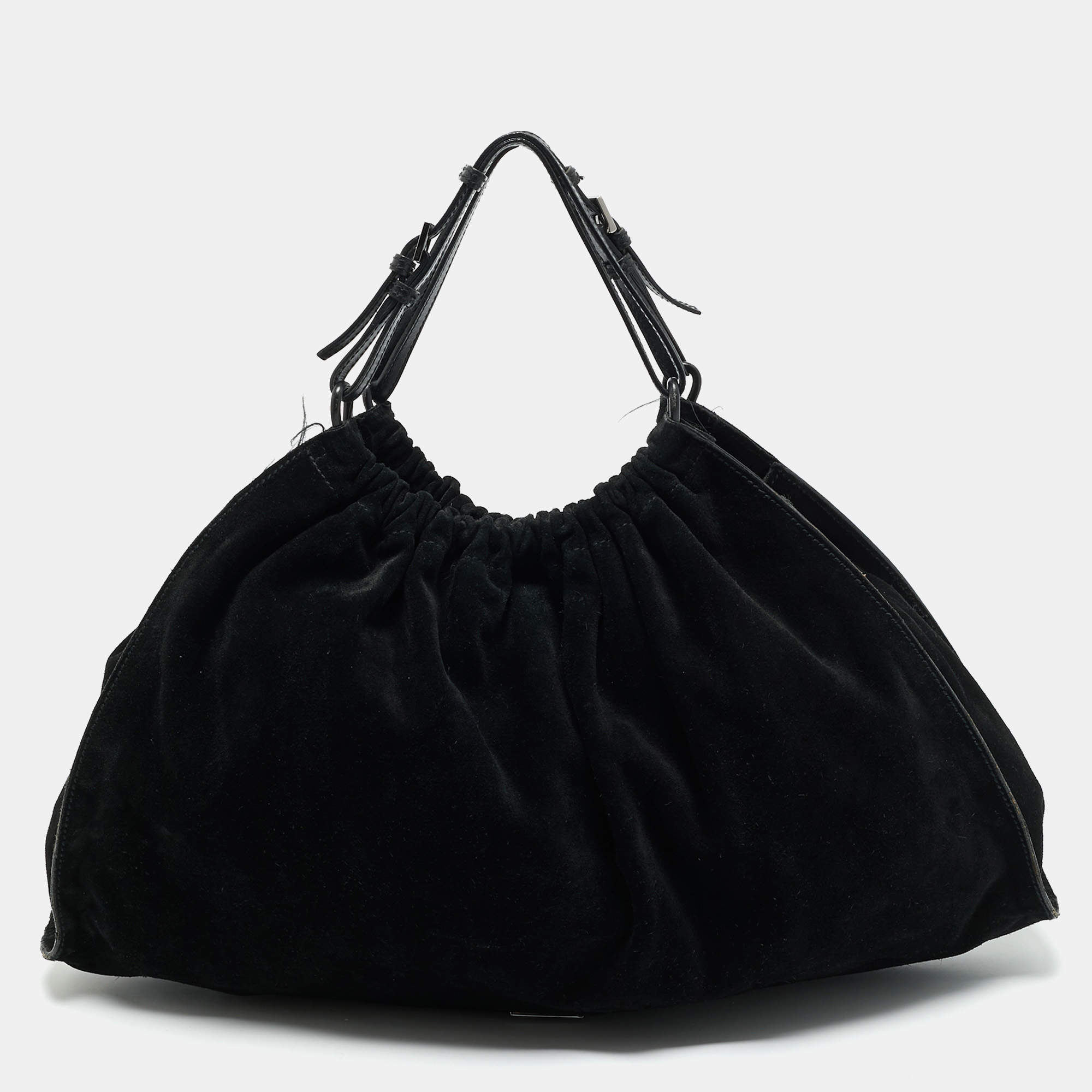 Gucci Black Suede Gathered Tote