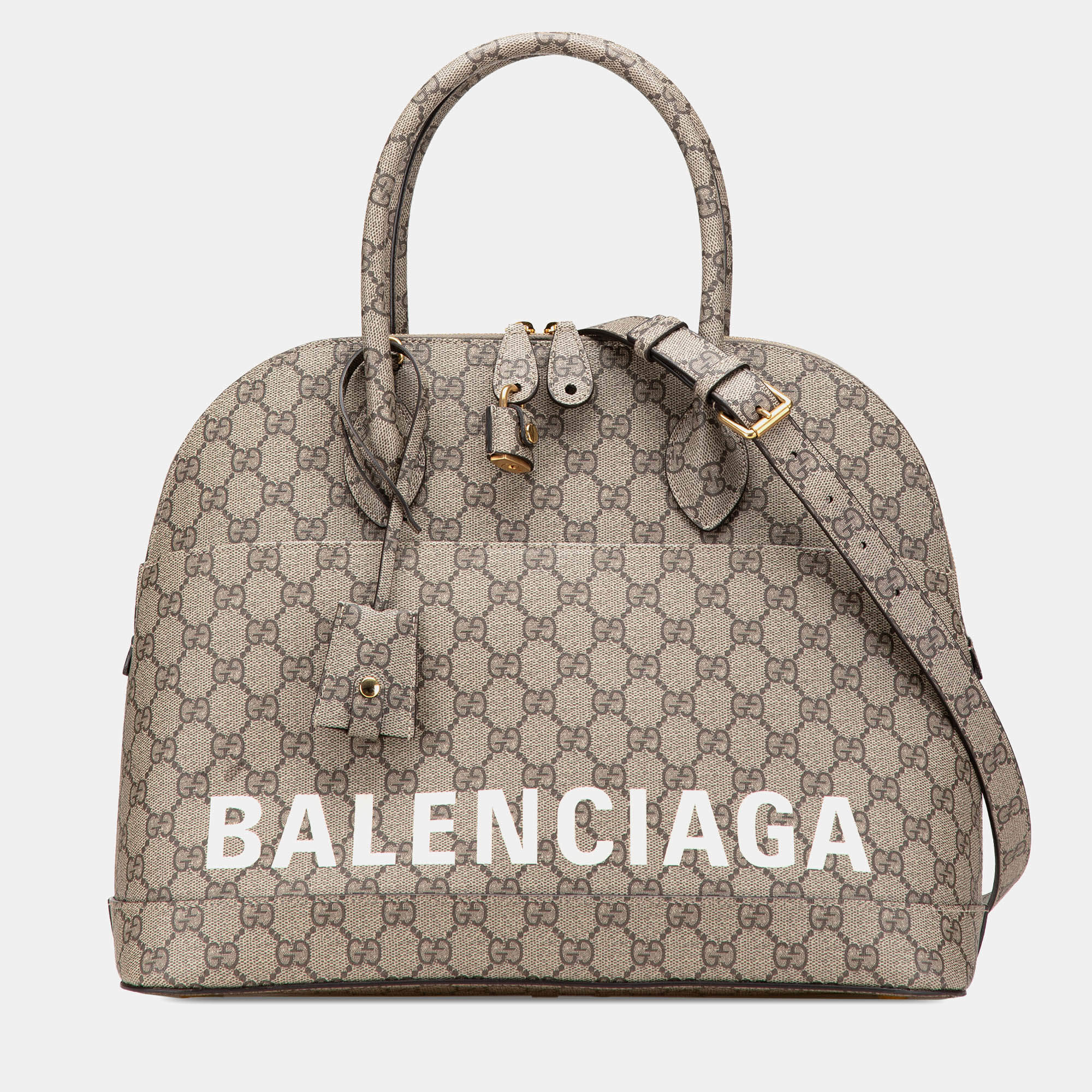 Gucci Brown Balenciaga The Hacker Project Medium GG Supreme Ville Satchel