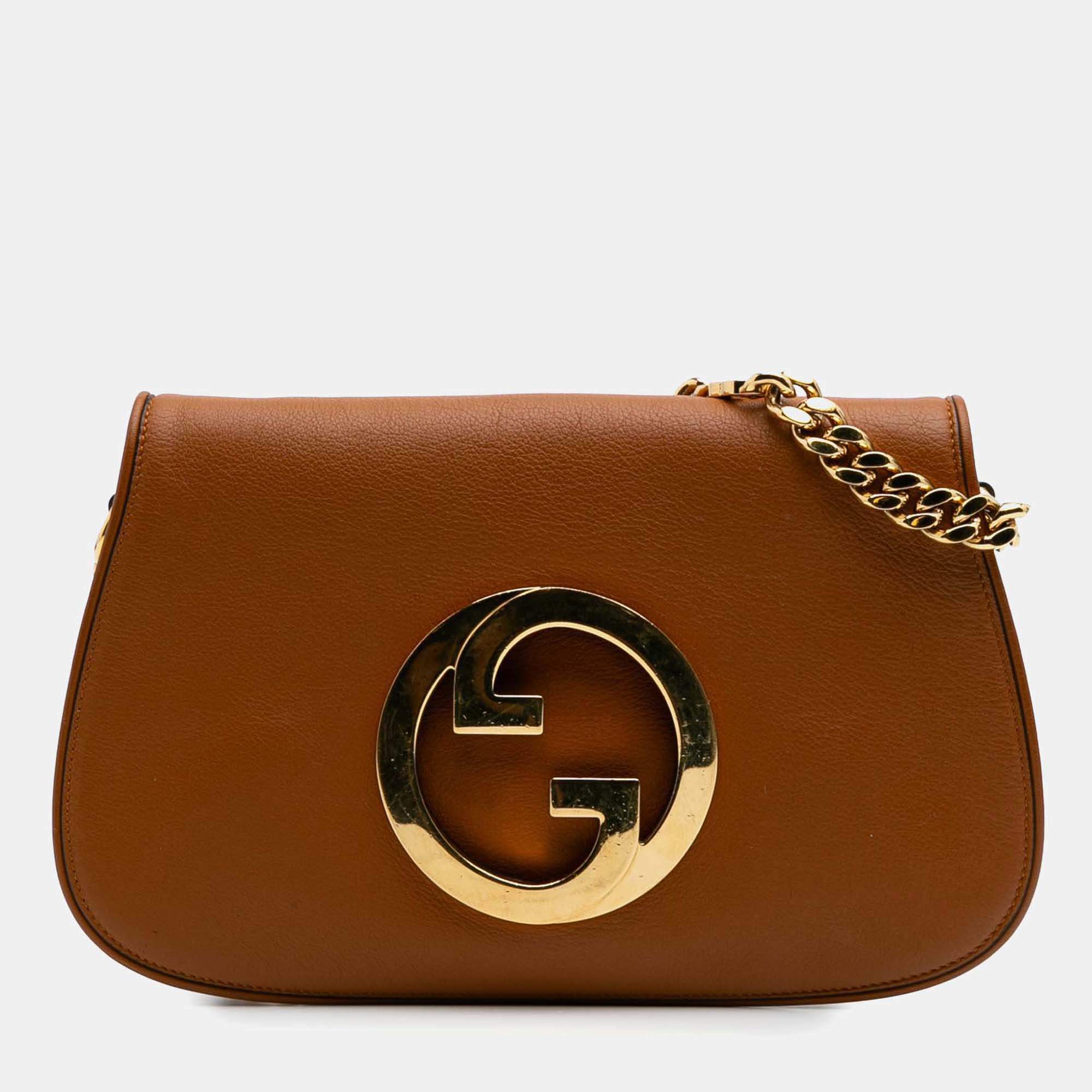 Gucci Brown Calfskin Blondie Chain Satchel