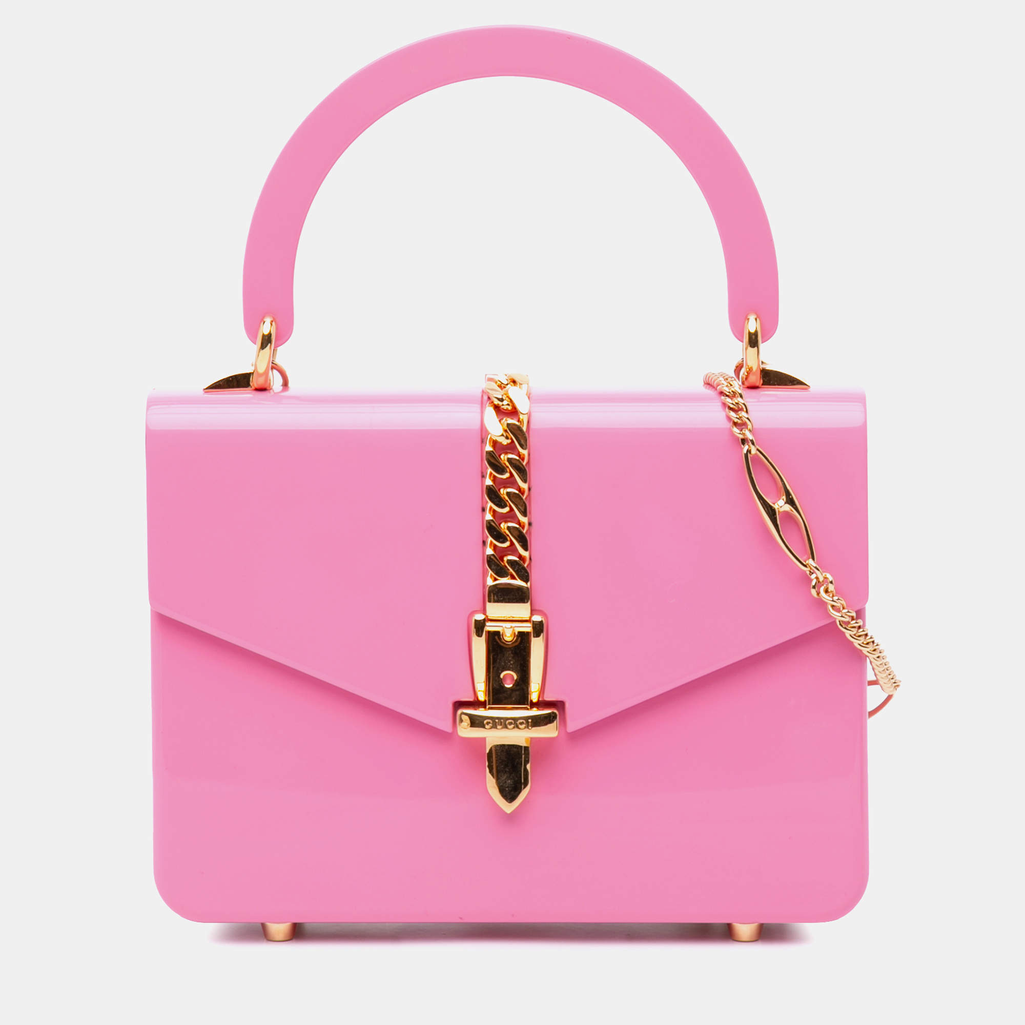 Gucci Pink Mini Acrylic Sylvie 1969 Top Handle Bag