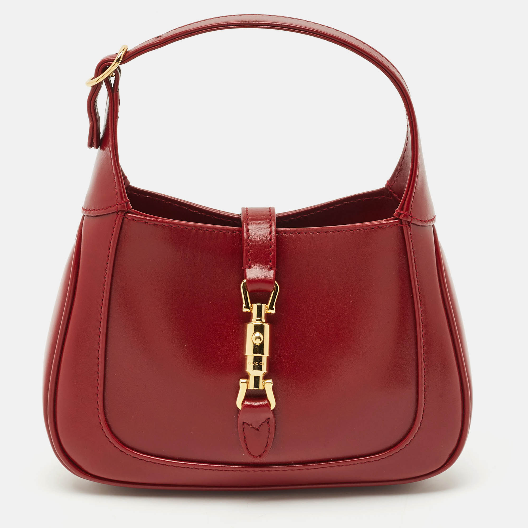 Gucci Dark Red Leather Jackie 1961 Mini Shoulder Bag