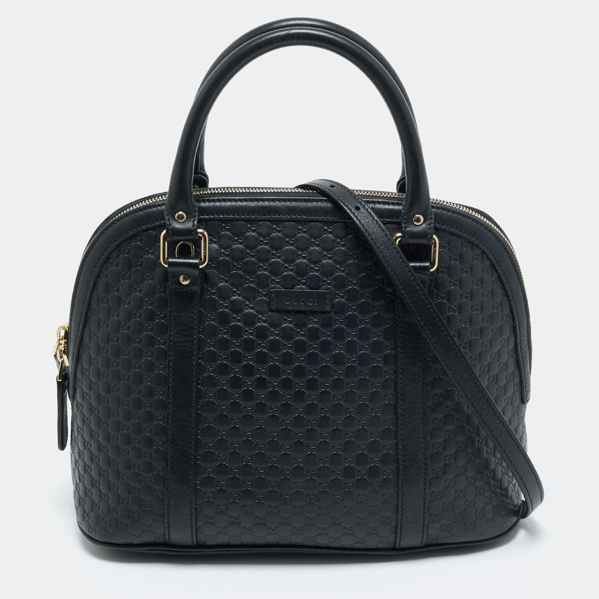 Gucci Black Microguccissima Leather Nice Dome Satchel