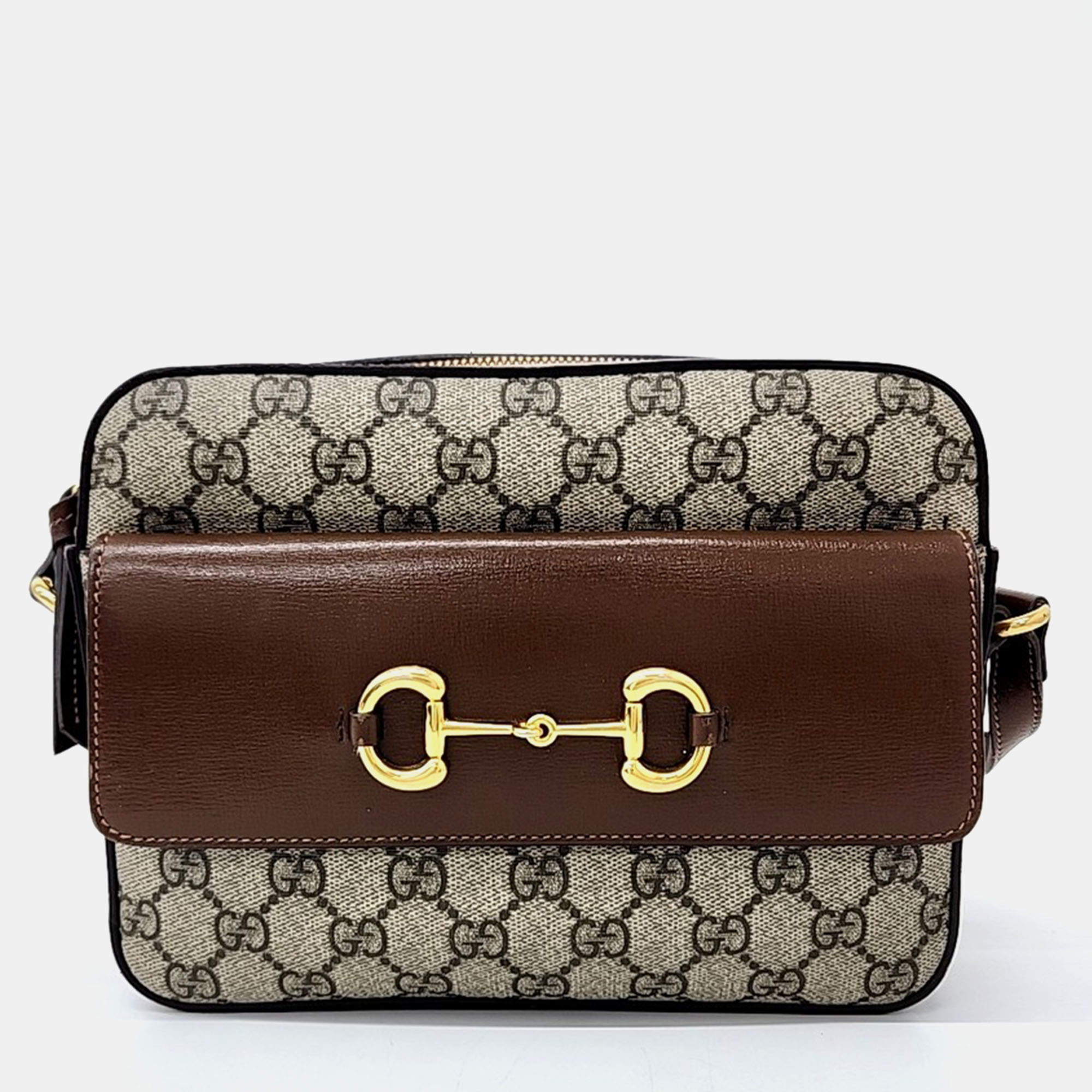 Gucci Brown PVC 1955 Horsebit Small Crossbody Bag