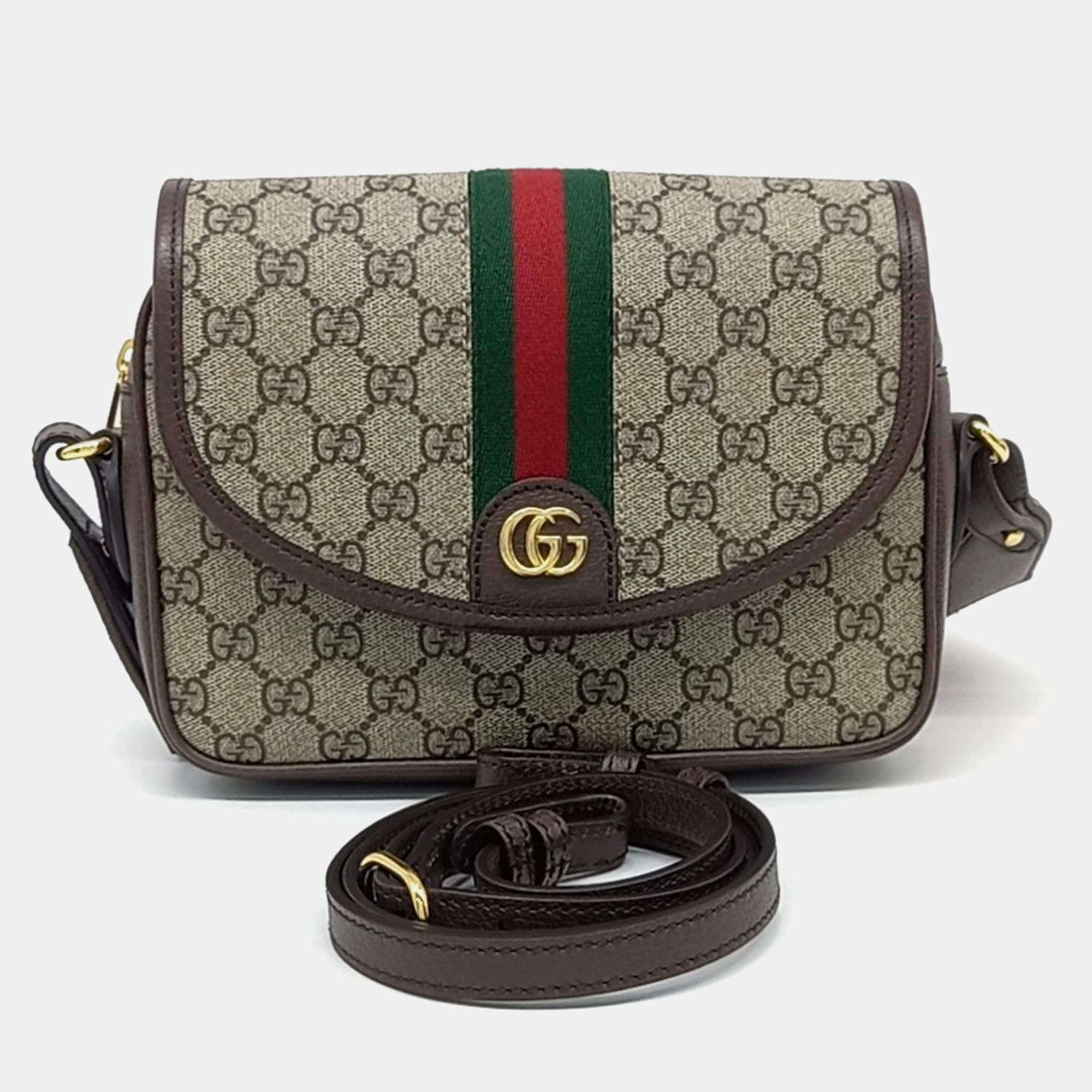 Gucci Brown Canvas Ophidia Mini GG Shoulder Bag