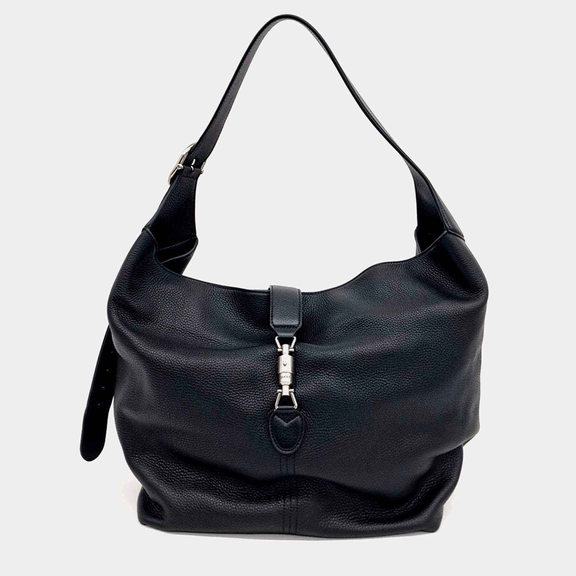 Gucci Black Leather Jackie 1961 Medium Shoulder Bag