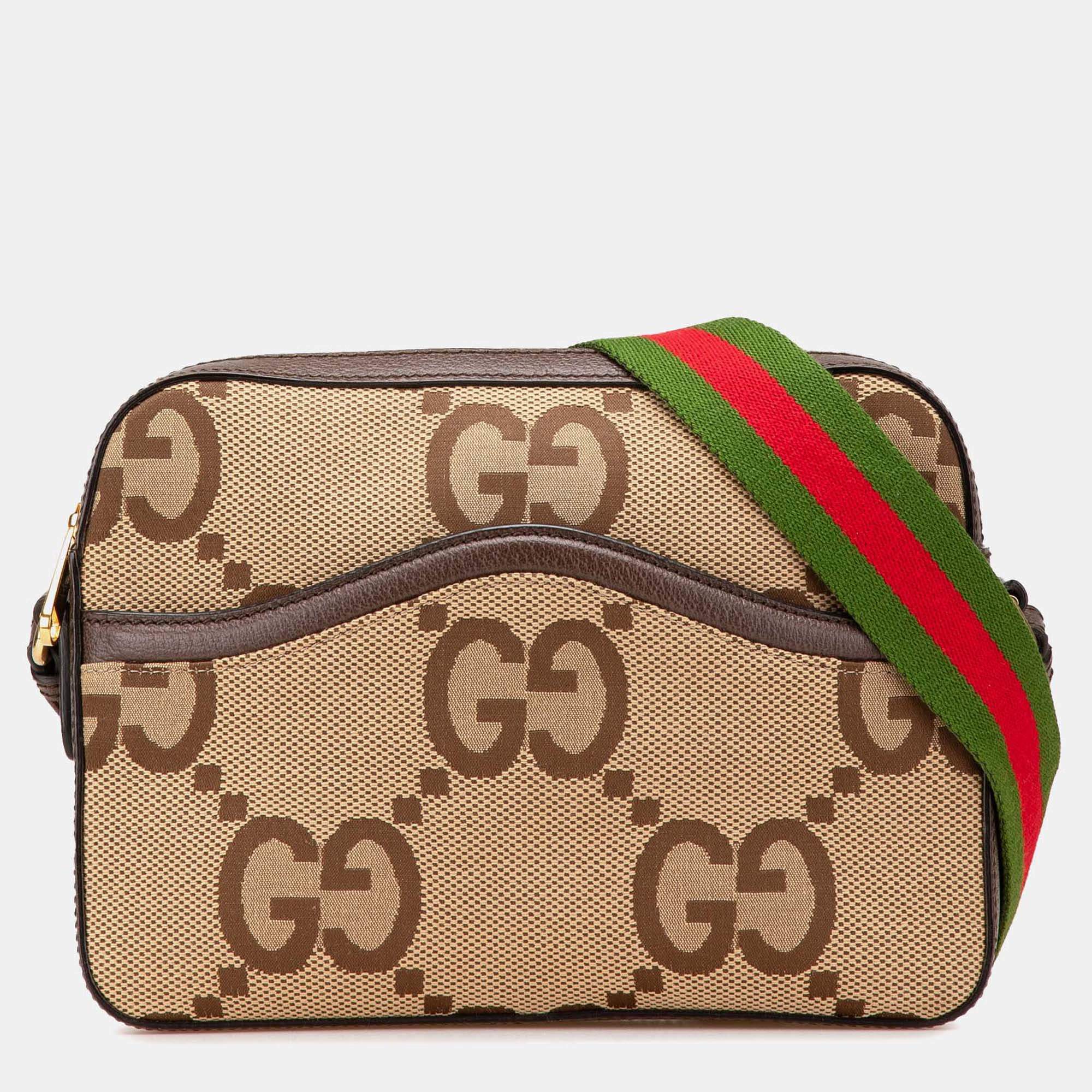 Gucci Beige/Brown Jumbo GG Canvas Web Crossbody