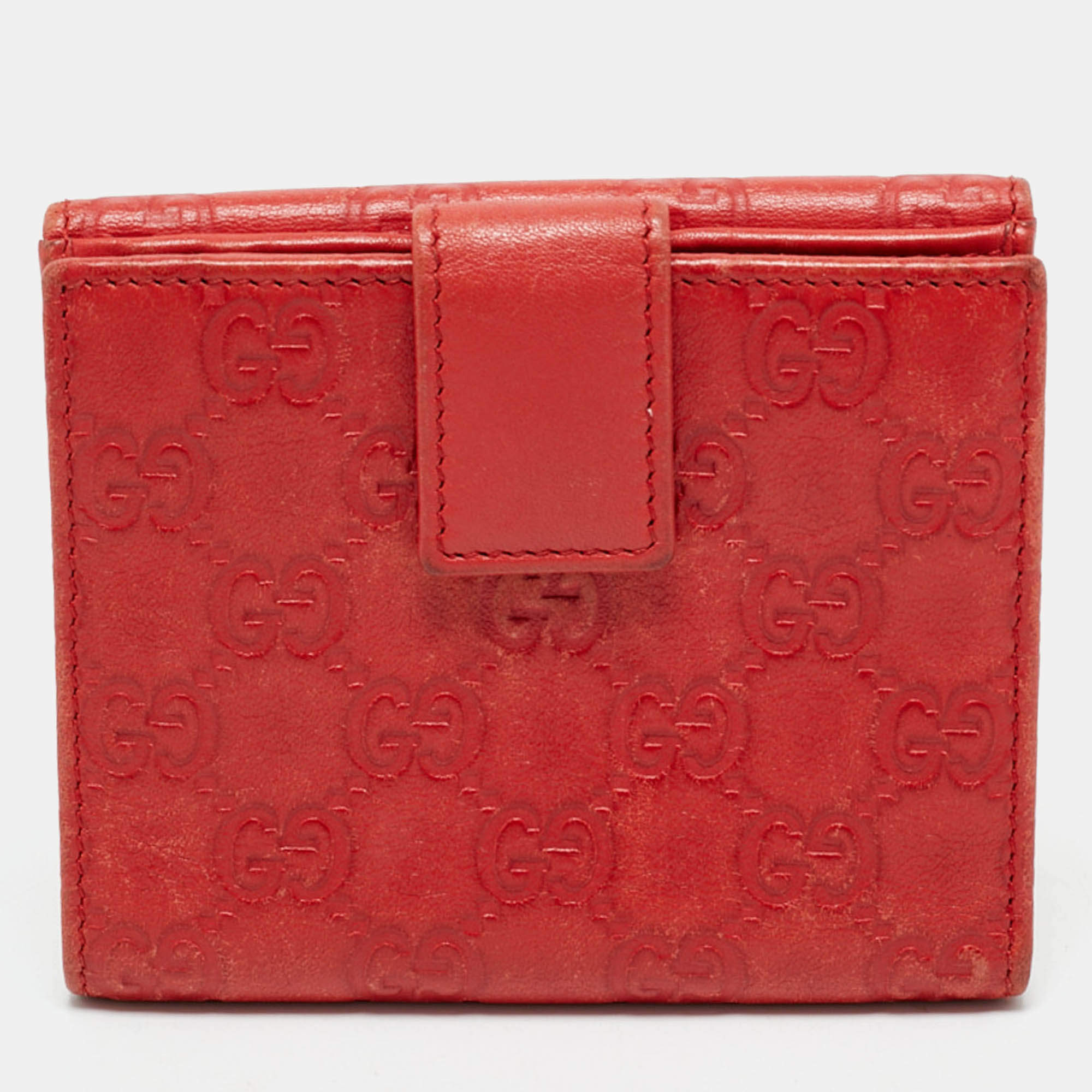 Gucci Orange Guccissima Leather Flap Compact Wallet