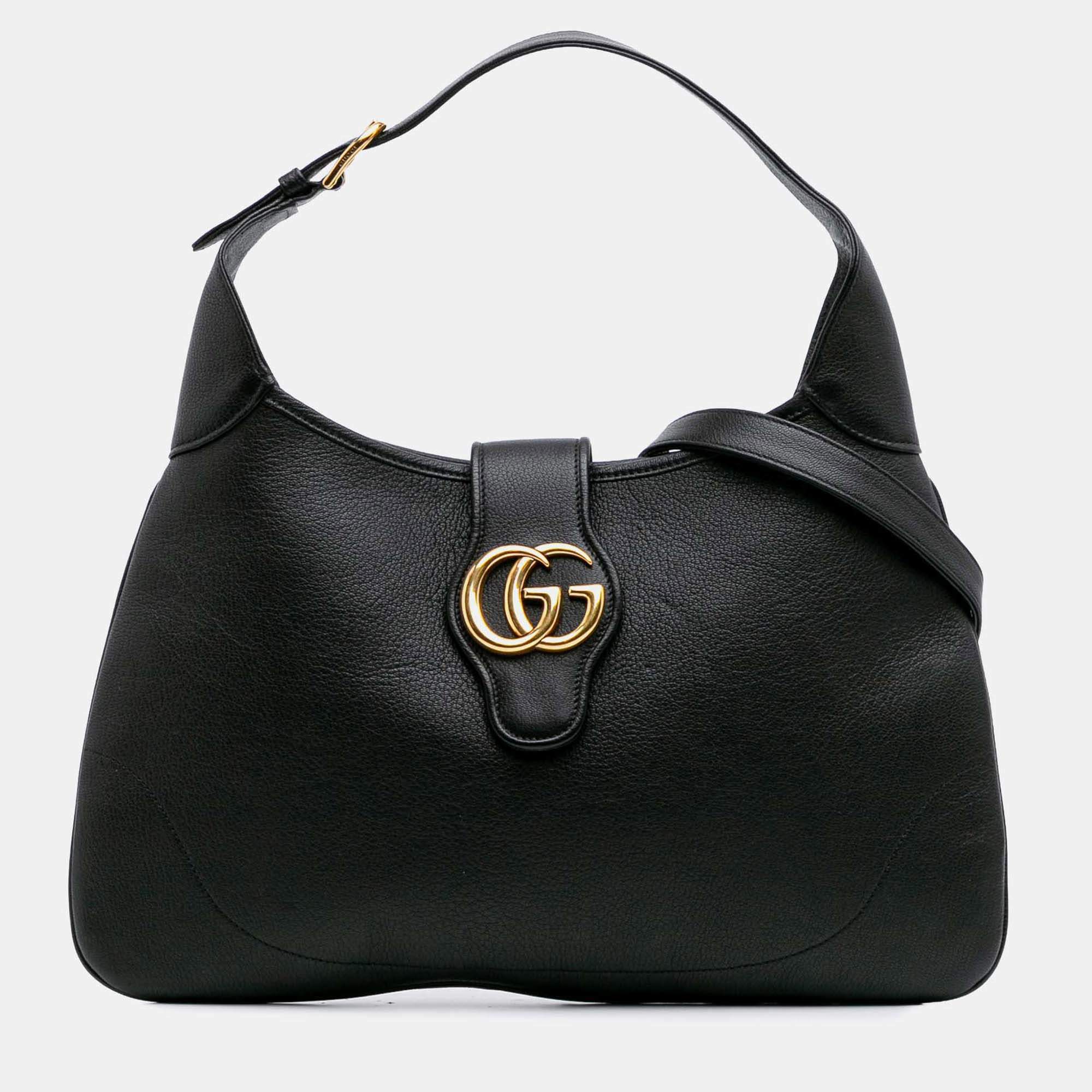 Gucci Black Medium Leather Aphrodite Satchel