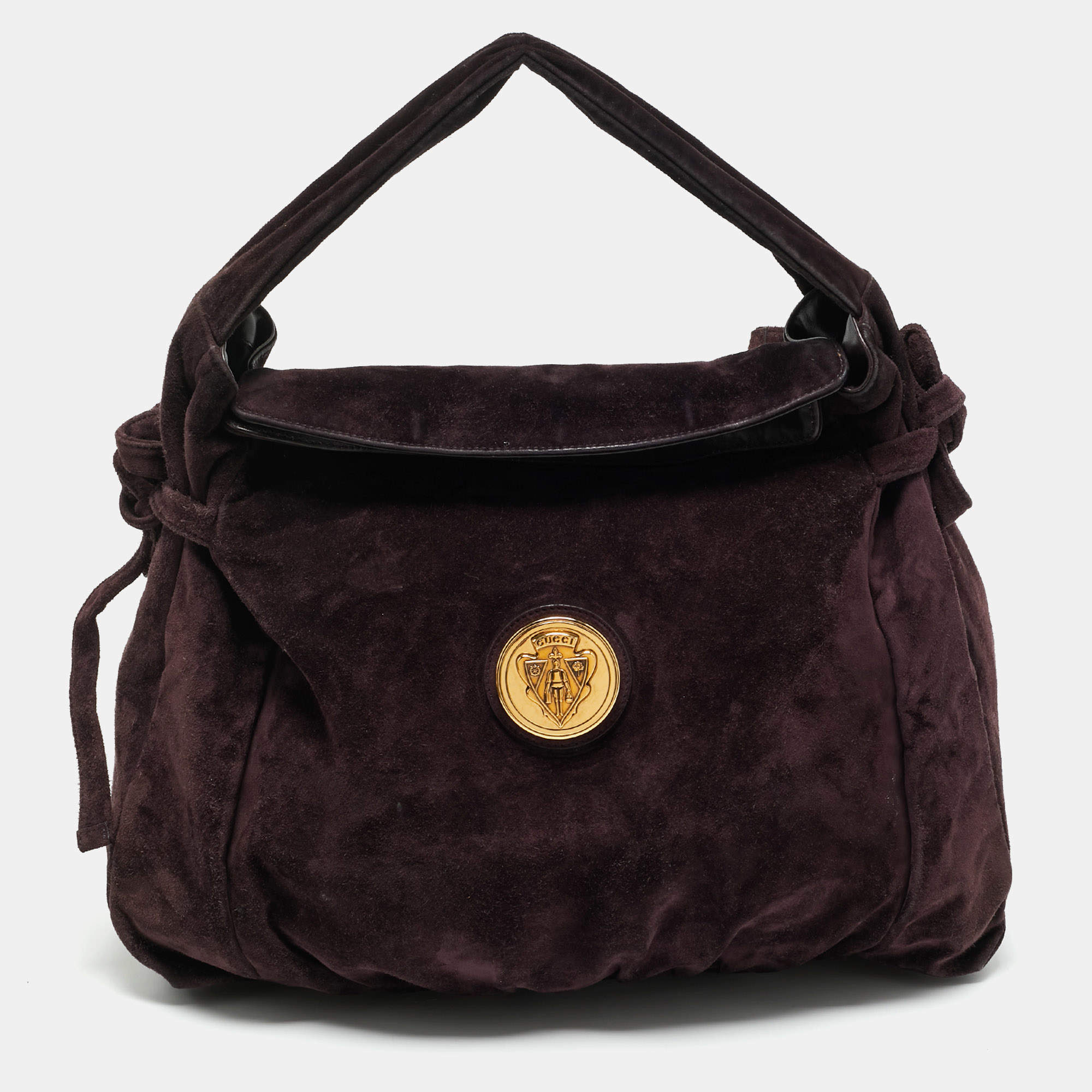 Pre Owned حقيبة كتف غوتشي هستيريا جلد غوتشيسيما بني داكن