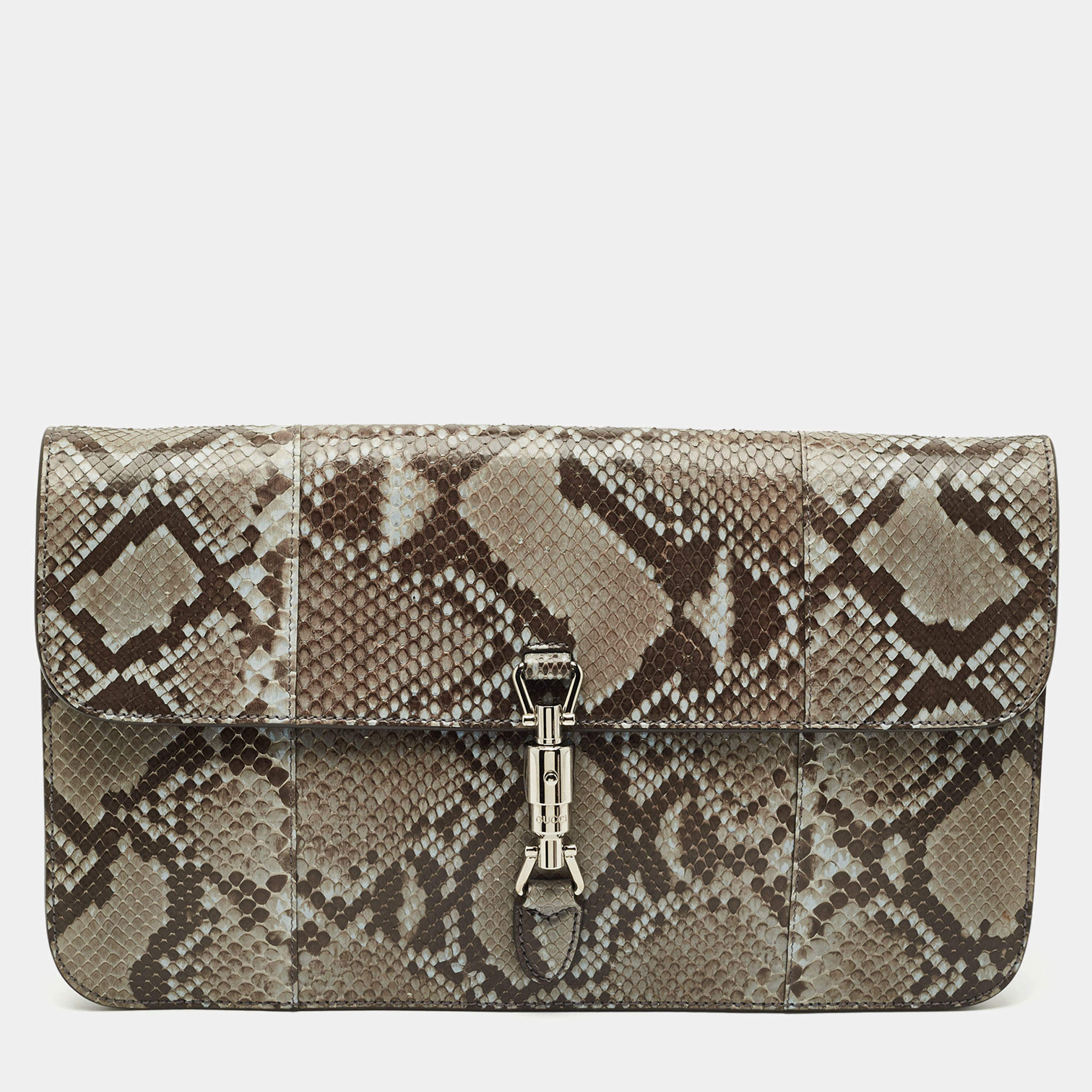 Gucci Brown/Blue Python Soft Jackie Clutch