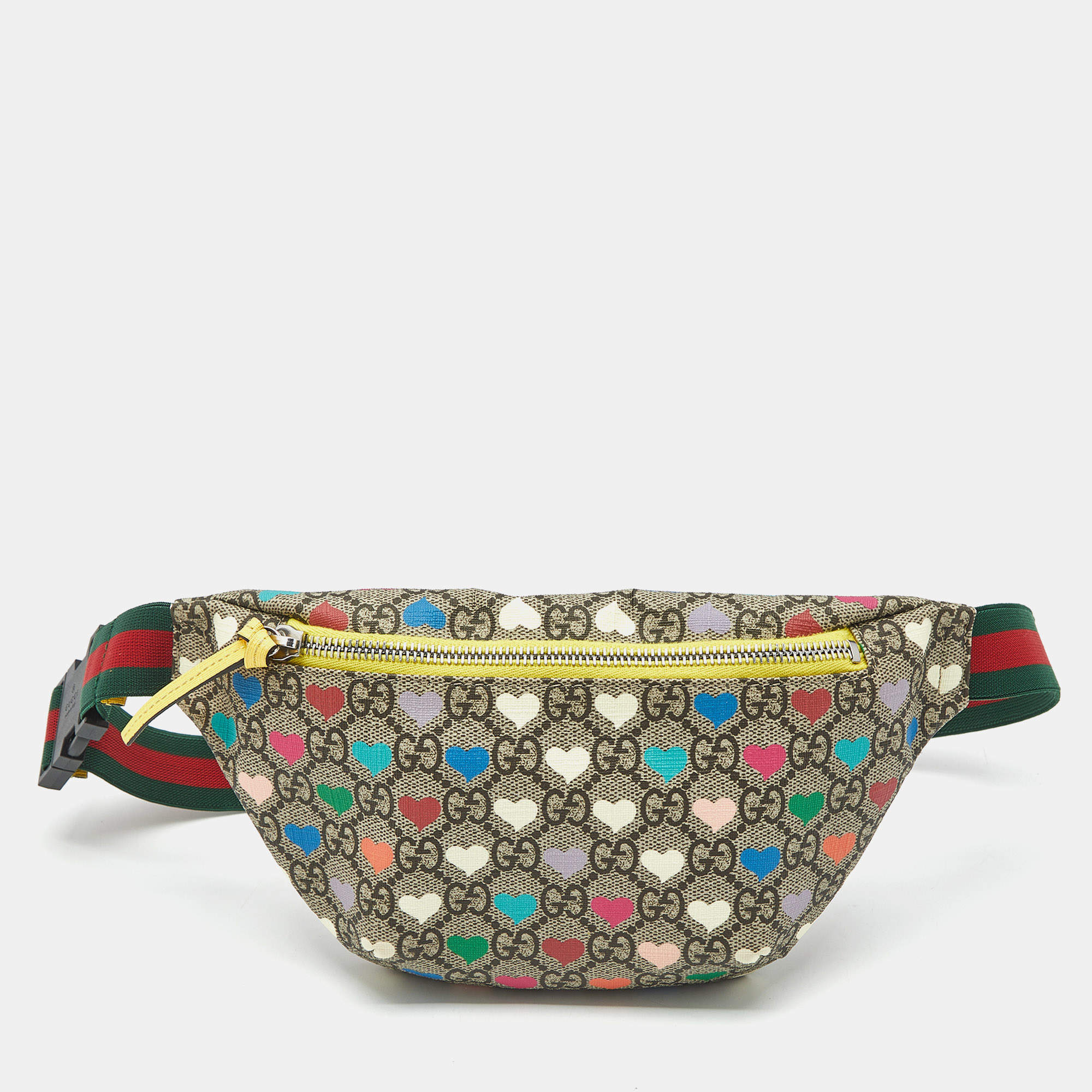 Pre Owned Gucci Multicolor GG Supreme Canvas Heart Belt Bag