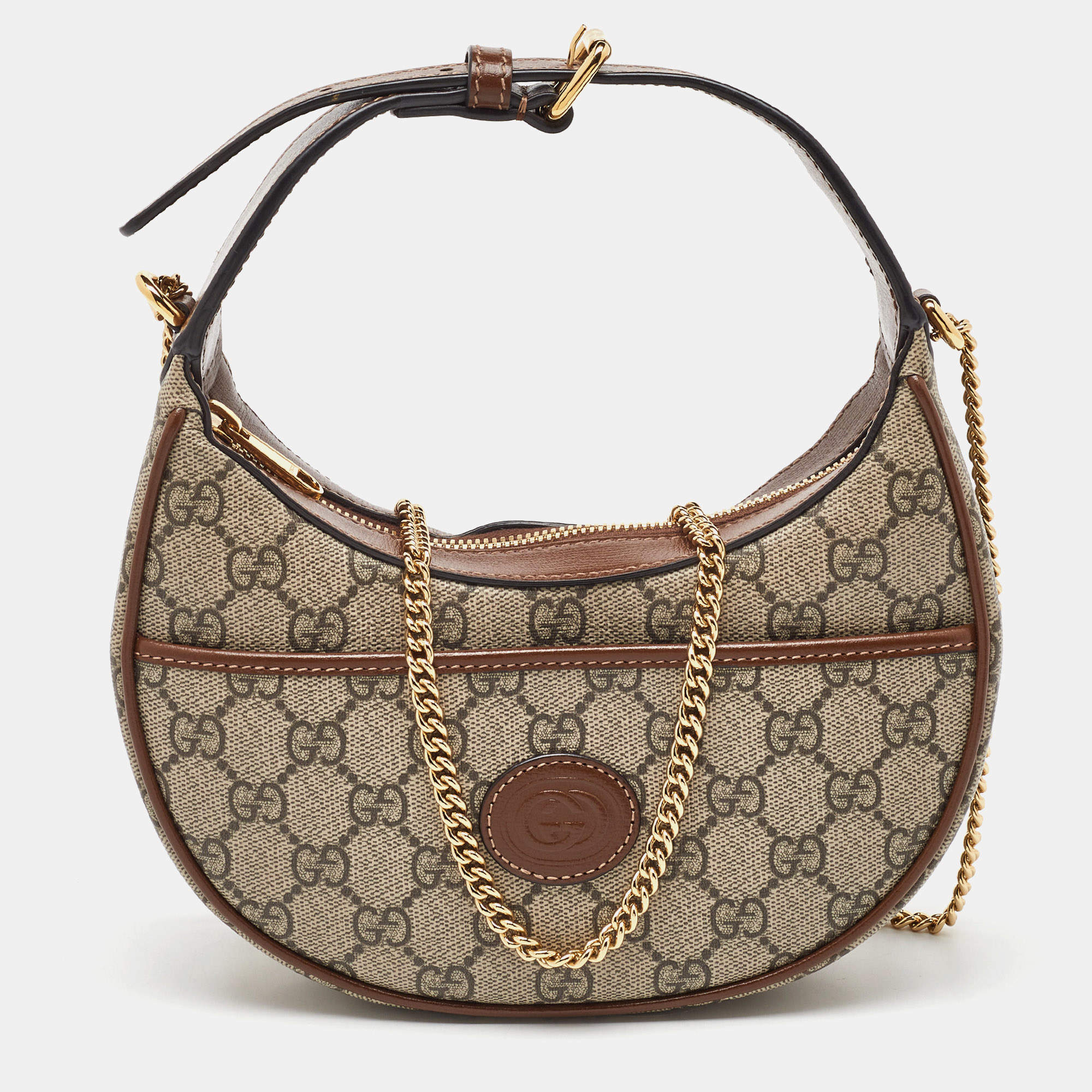 Pre Owned Gucci Beige/Ebony GG Supreme Canvas Mini Ophidia Shoulder Bag