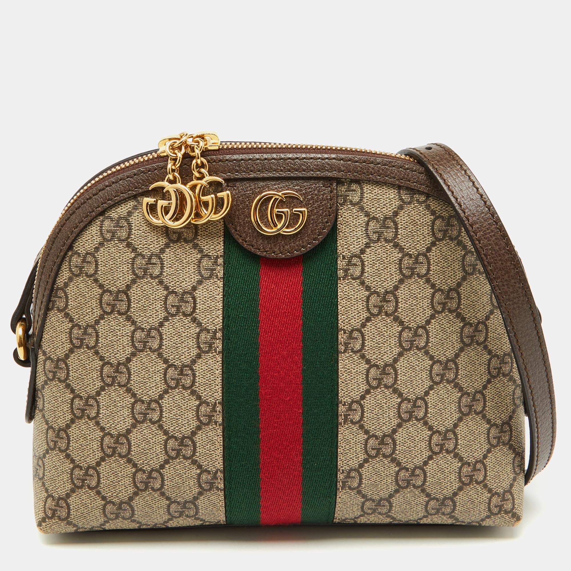 مملوكة مسبقًا Gucci Beige/Brown GG Supreme Canvas and Leather Ophidia Shoulder Bag