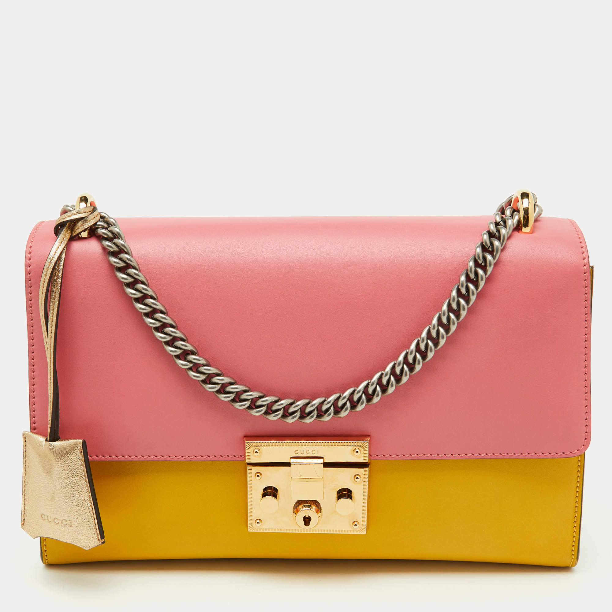 Pre Owned Gucci Multicolor Leather Medium Padlock Shoulder Bag