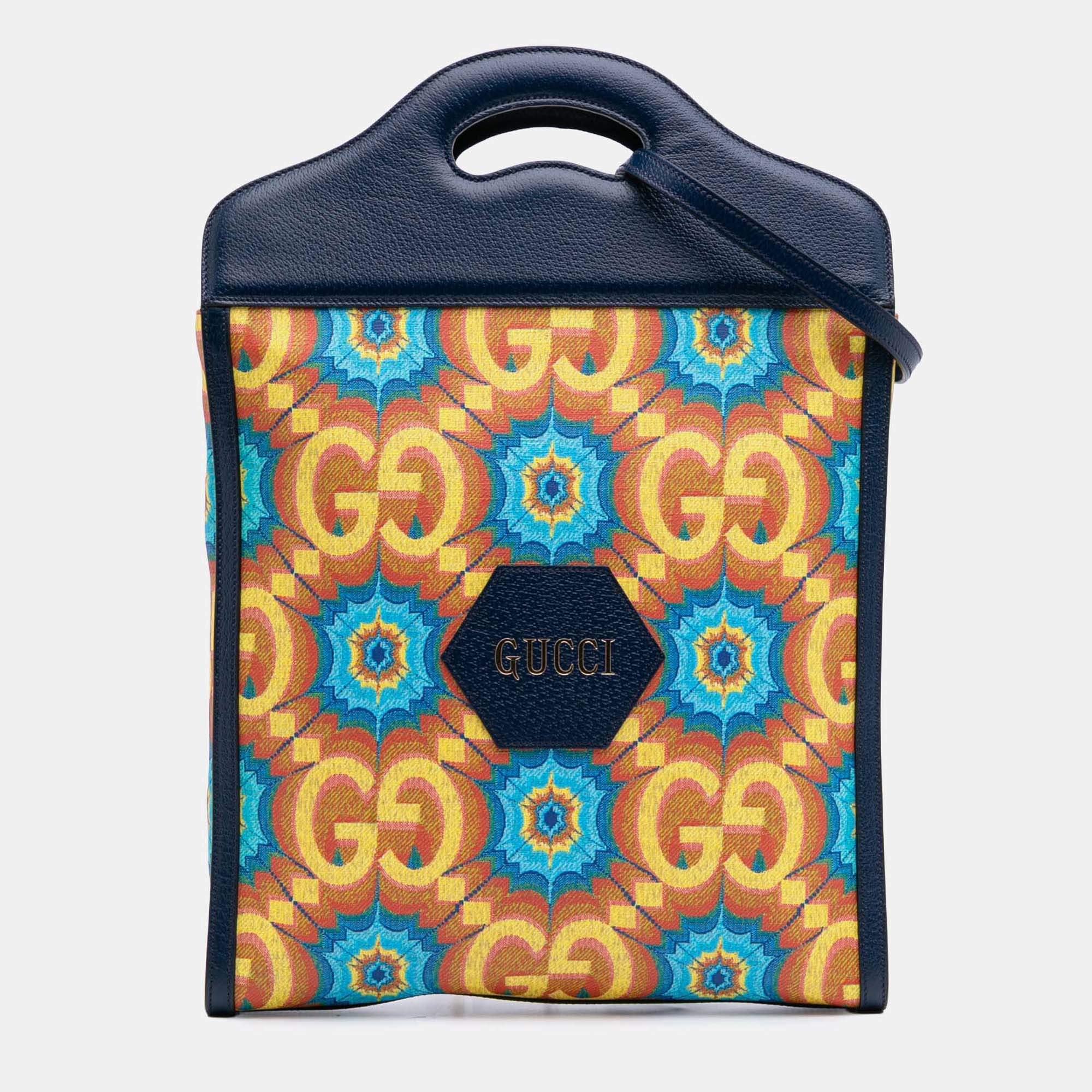 Pre Owned Gucci Blue GG Supreme Kaleidoscope Tote