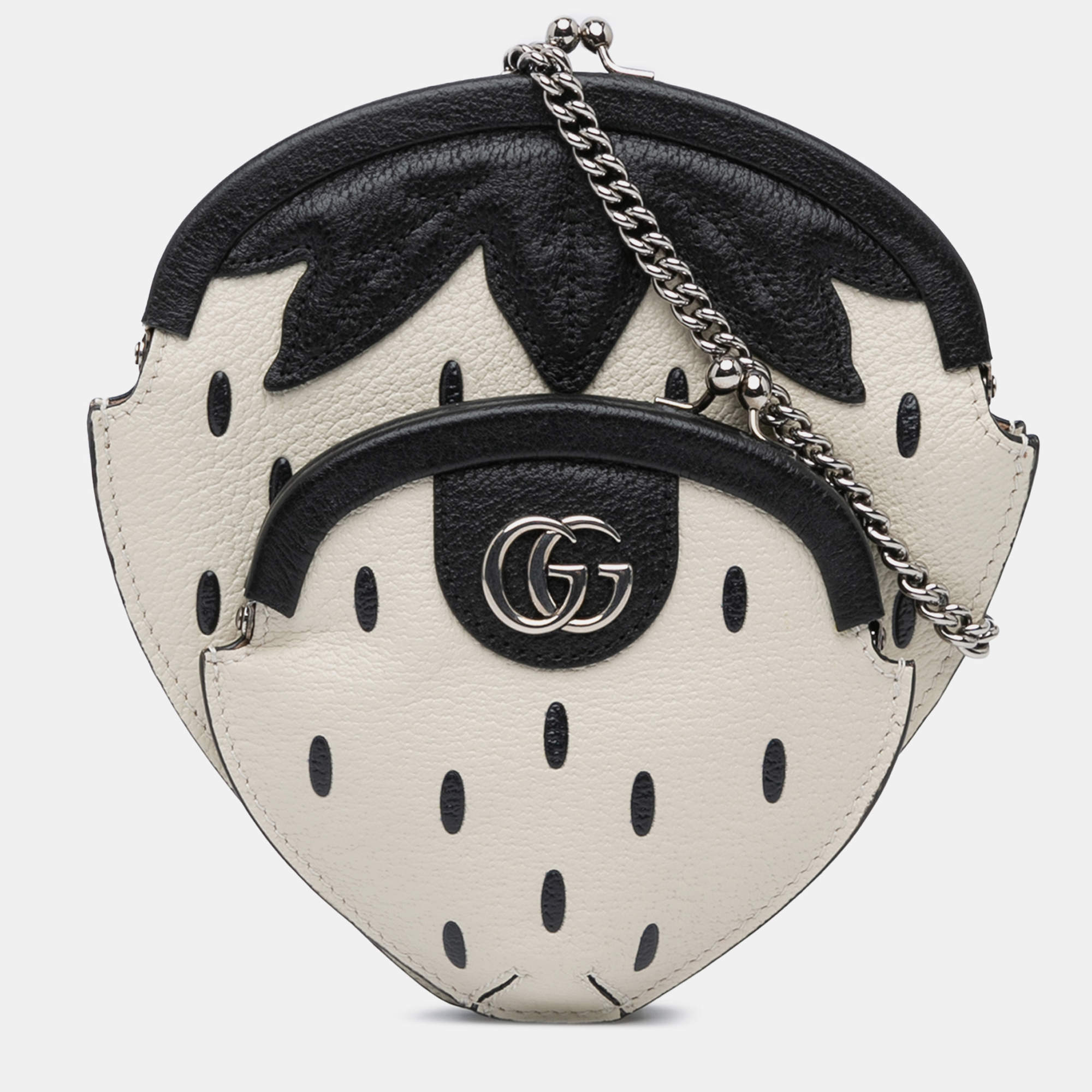 Pre Owned Gucci White Leather Fruittini Strawberry Crossbody Bag