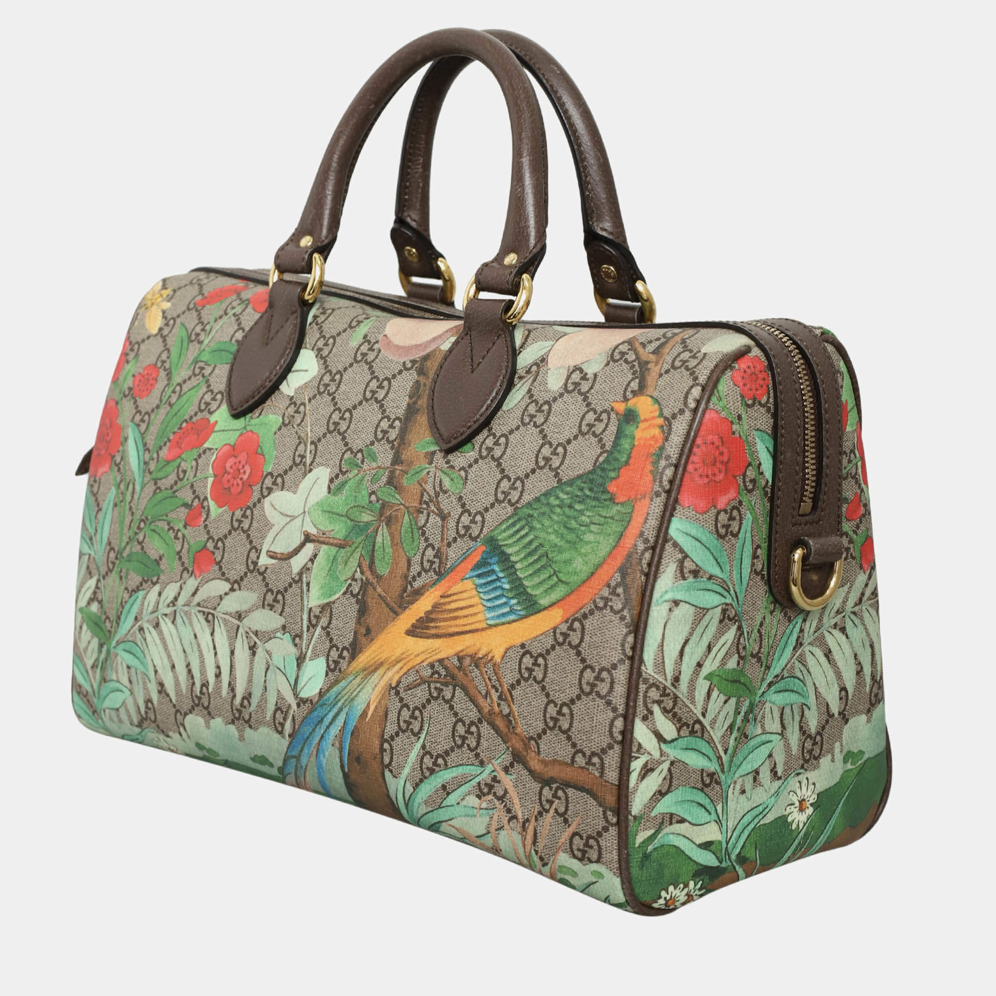 Golden Bear● Canvas Logo Printed Boston Bag Green Boston Bag Large | Klover – Khloe Modhouse