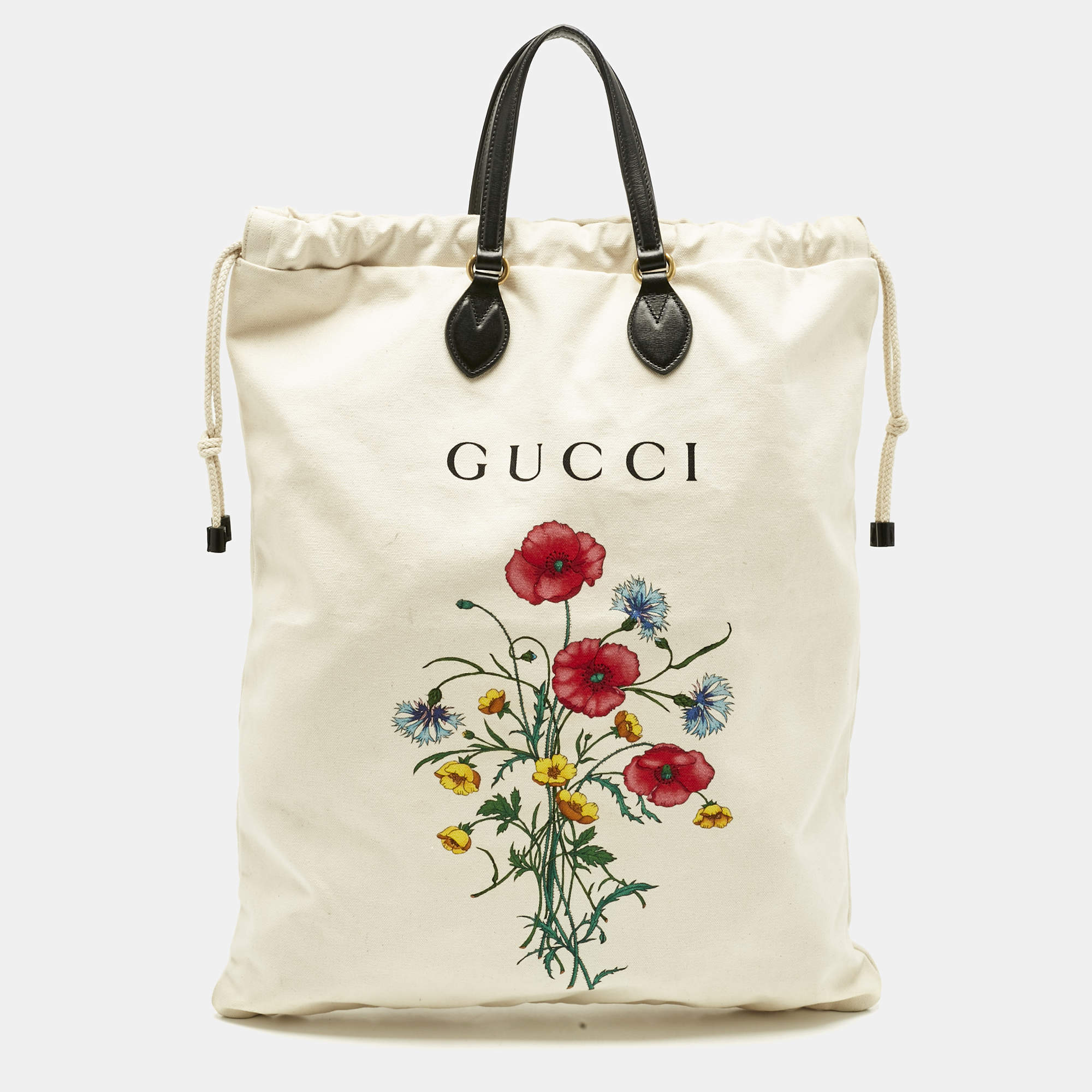 مملوكة مسبقًا Gucci Cream Chateau Marmont Laundry Drawstring Tote