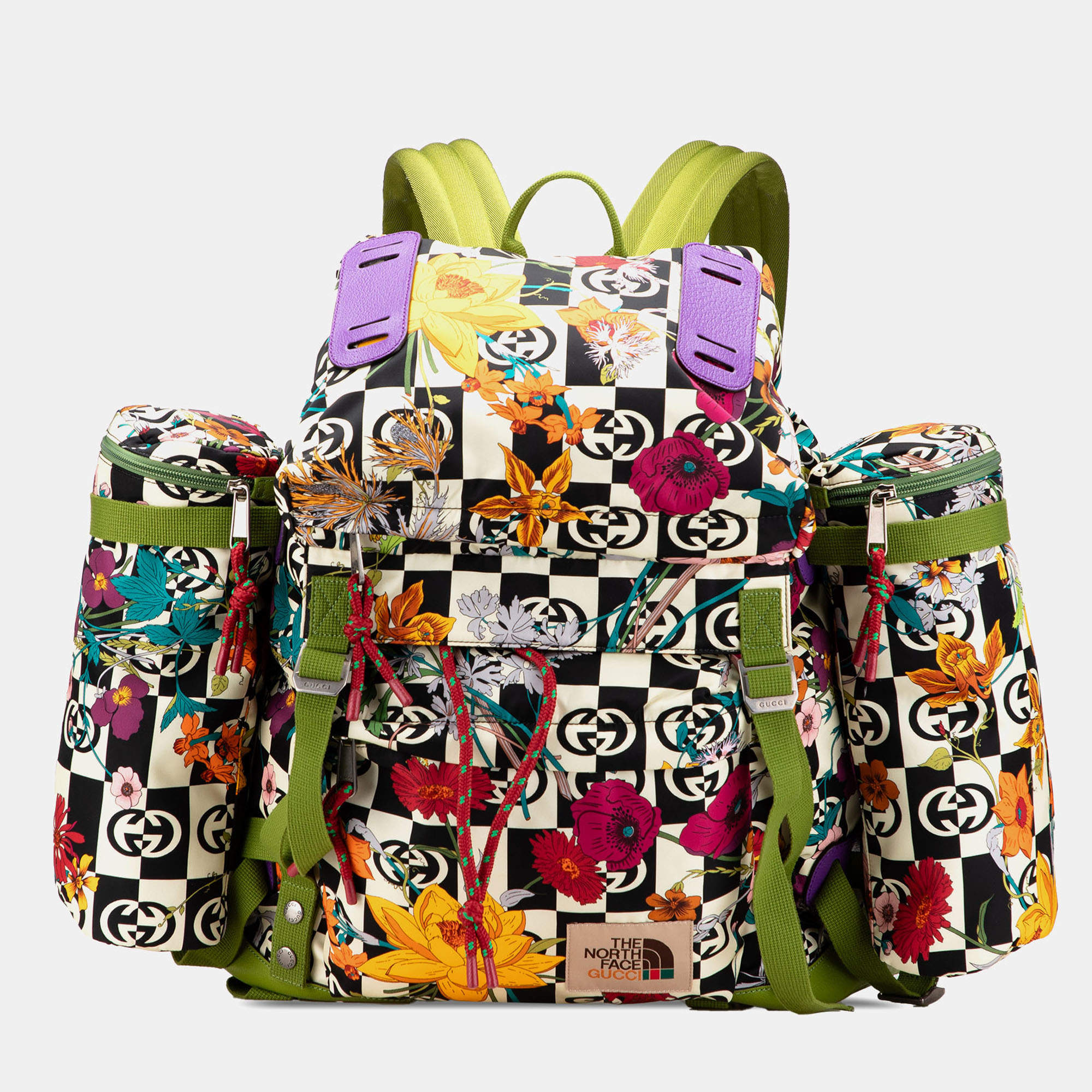 Pre Owned Gucci Multicolor The North Face Floral Multicolor Nylon and Leather Backpack