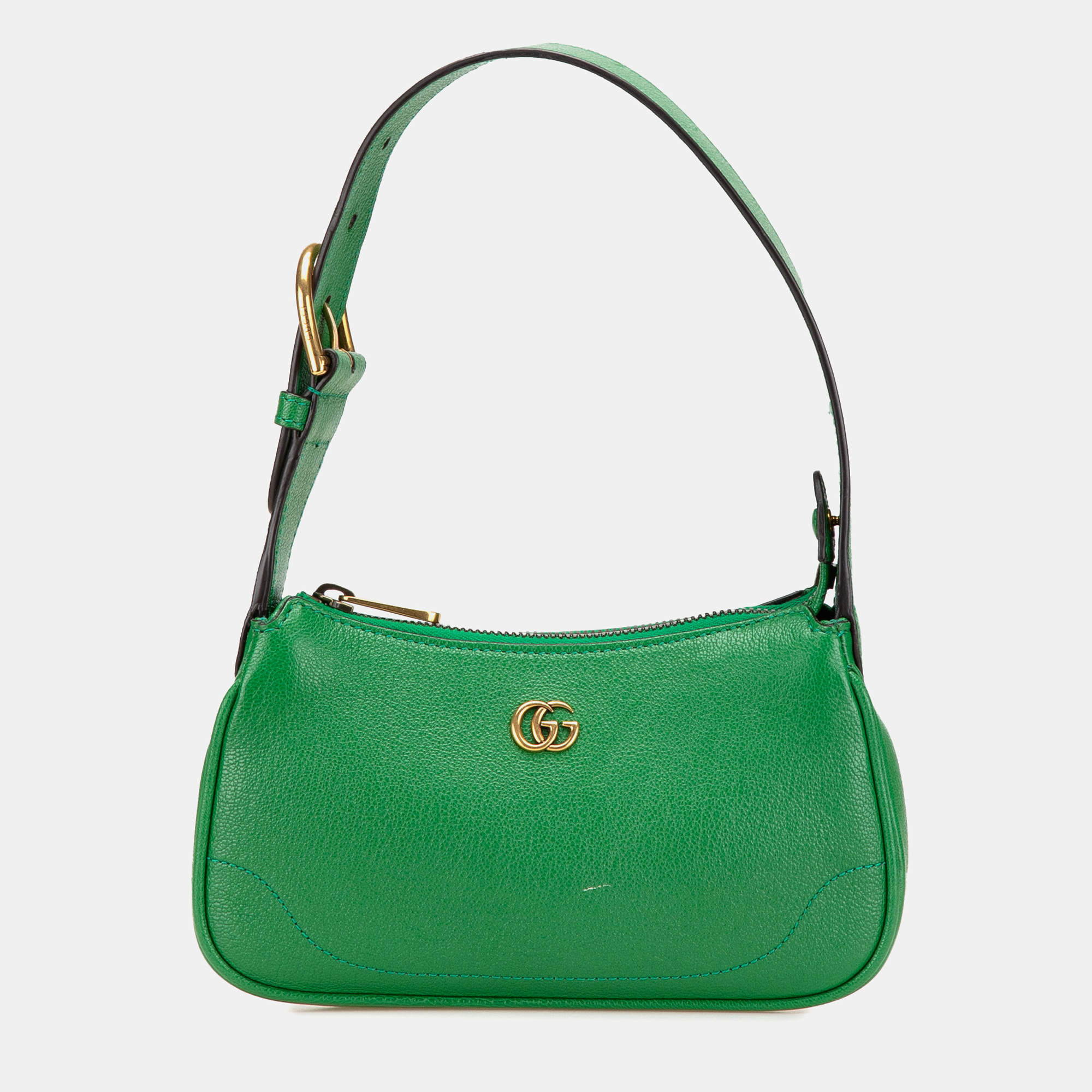 Pre Owned Gucci Green Mini Leather Aphrodite Shoulder Bag