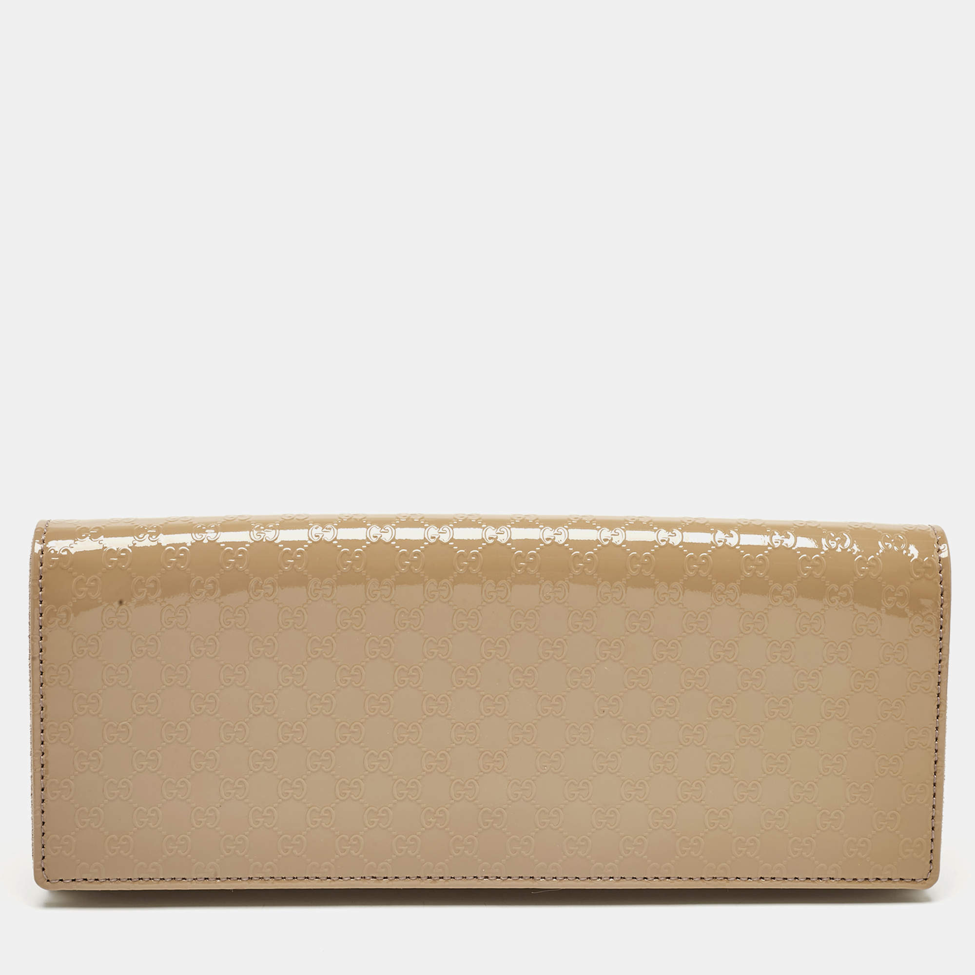 Pre Owned Gucci Old Rose Microguccissima Patent Leather Broadway Clutch