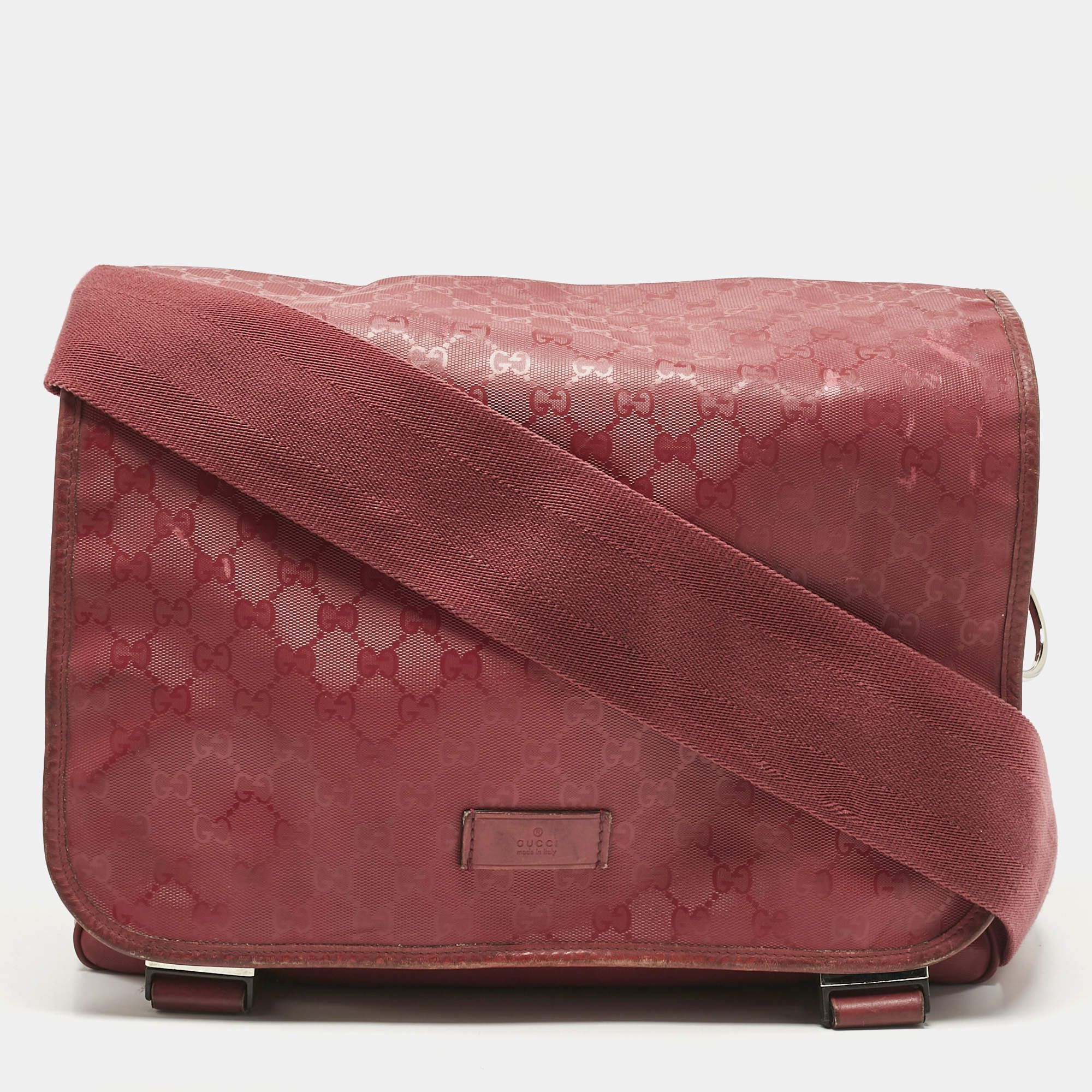 Pre Owned Gucci Red GG Imprime Canvas Diaper Messenger Bag