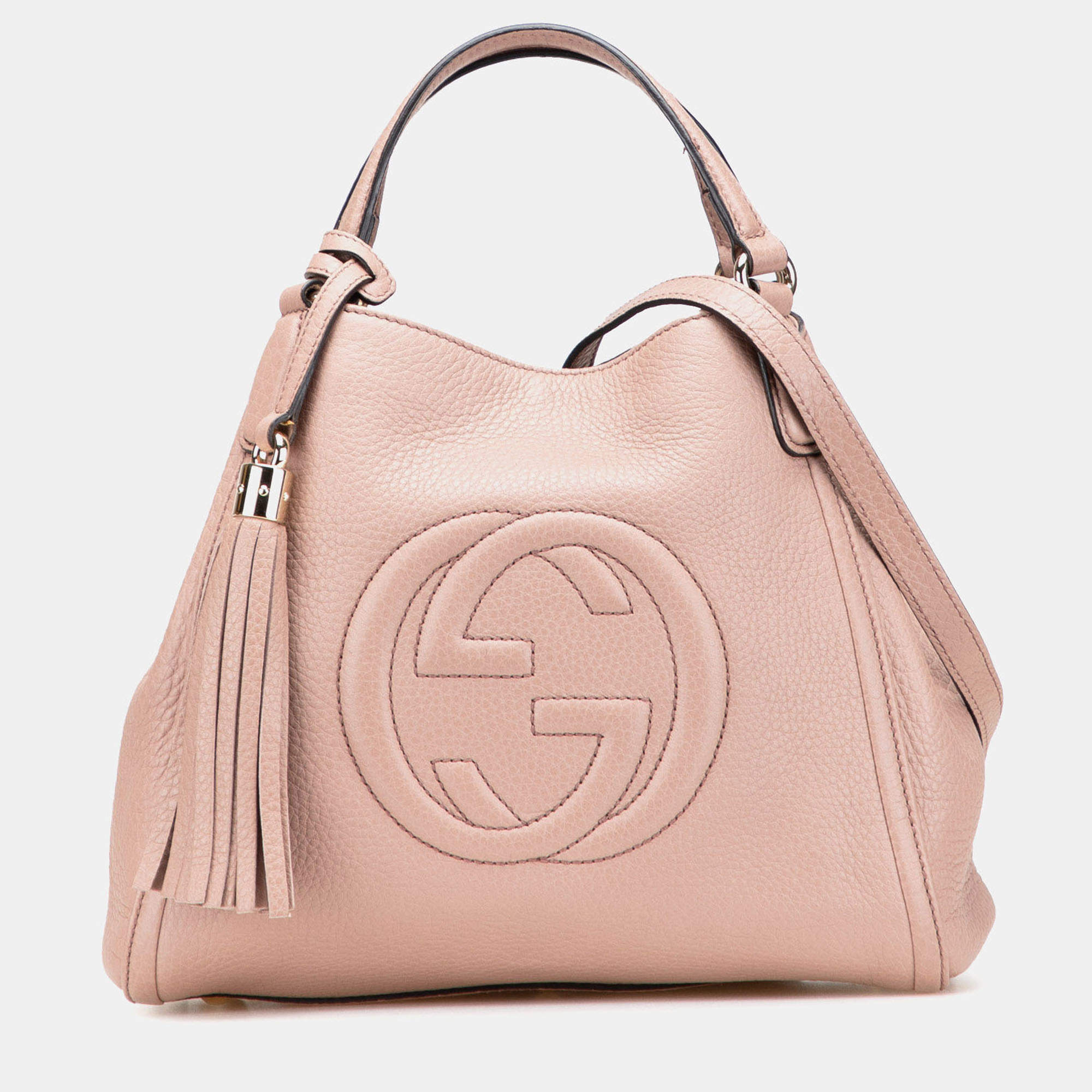 Pre Owned Gucci Pink Small Leather Soho Satchel