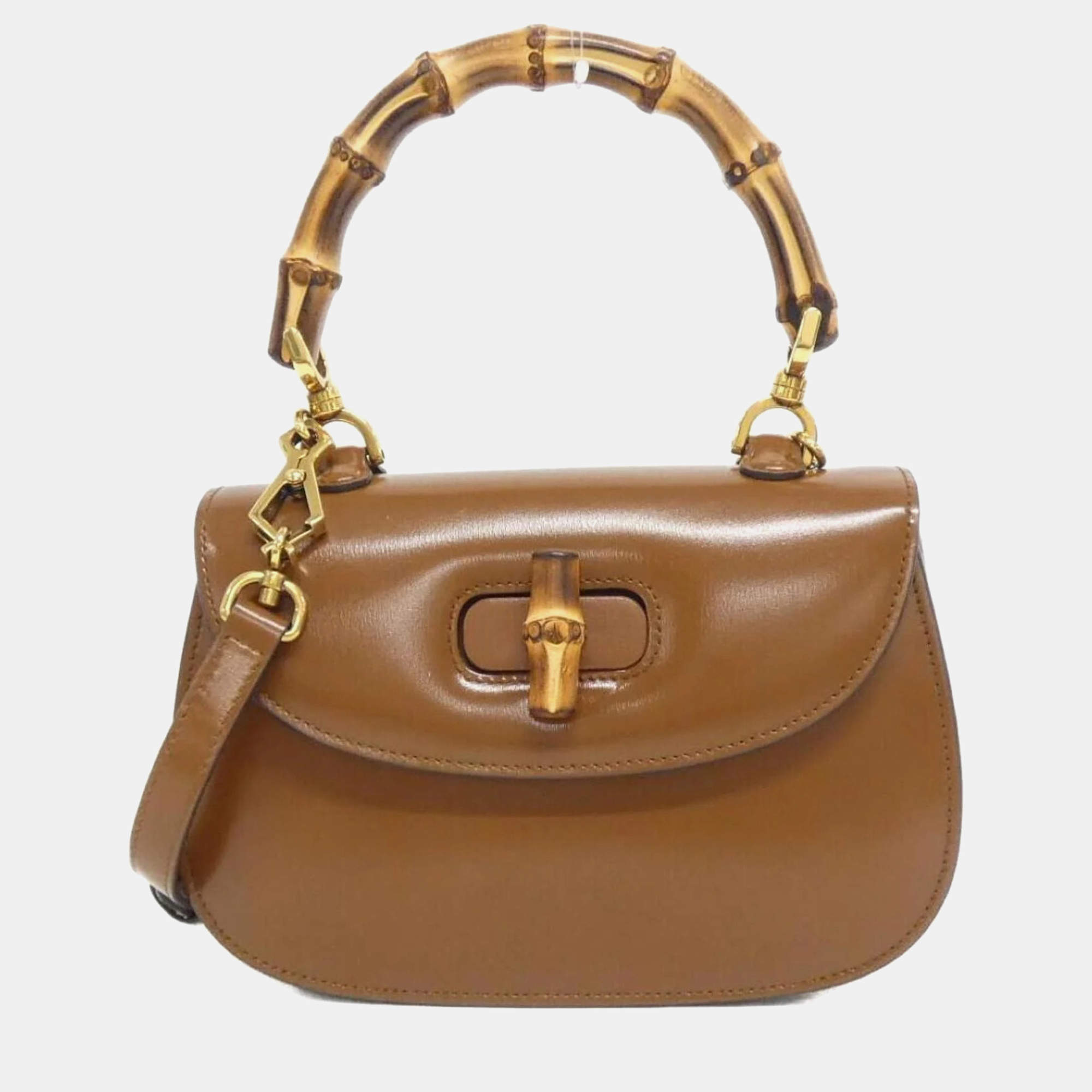 Pre Owned Gucci Bamboo 1947 Brown Leather Handbag