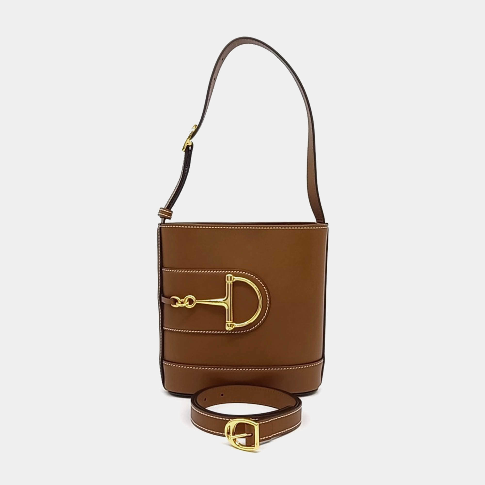 Pre Owned Gucci Brown Leather 73 Small Bucket Bag