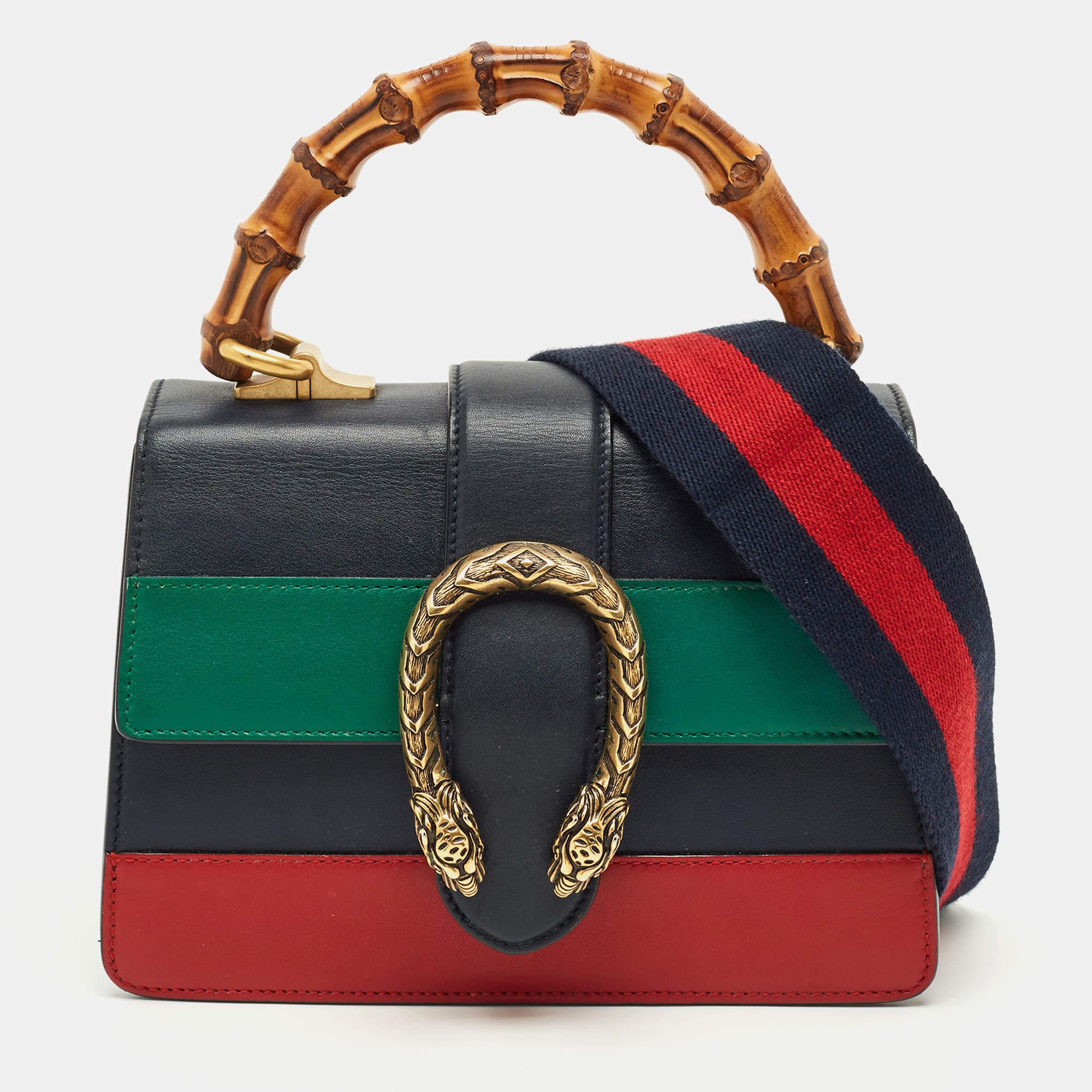 Pre Owned Gucci Multicolor Leather Mini Dionysus Bamboo Top Handle Bag