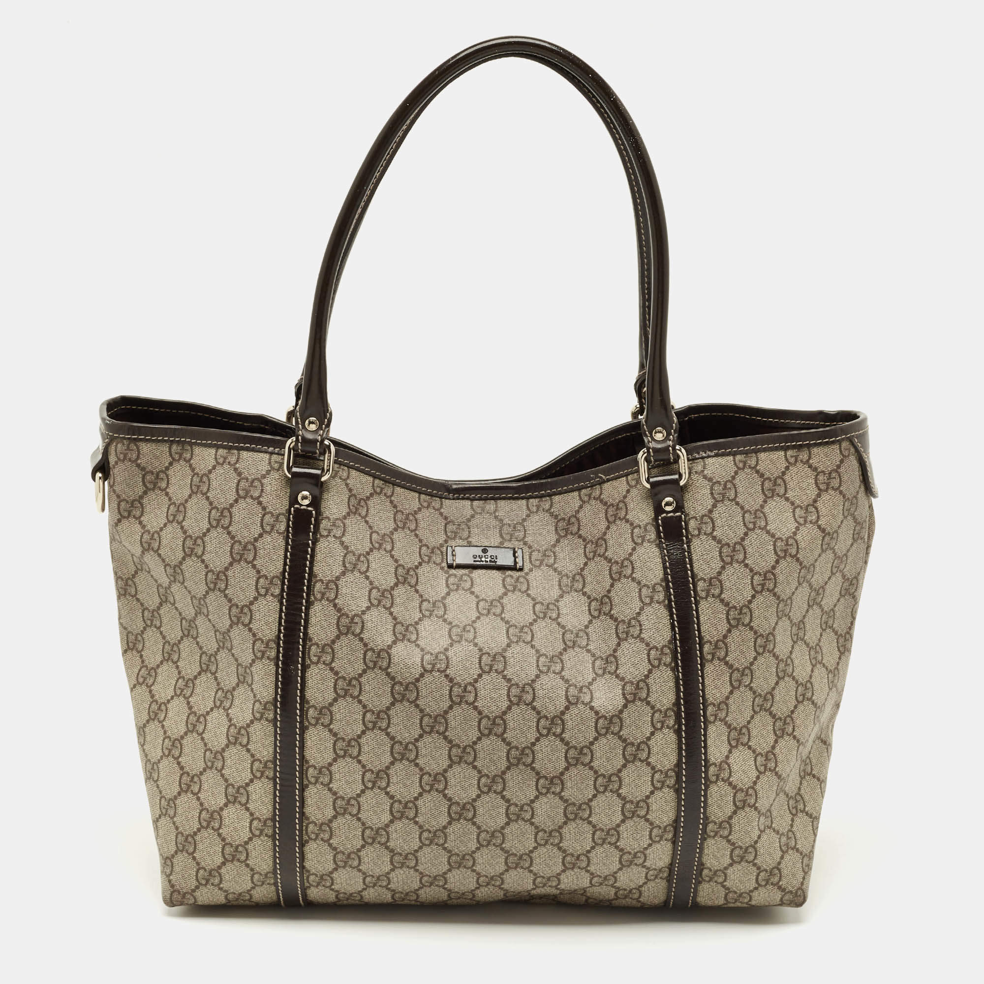 Pre Owned Gucci Beige/Brown GG Supreme Canvas Medium Joy Tote