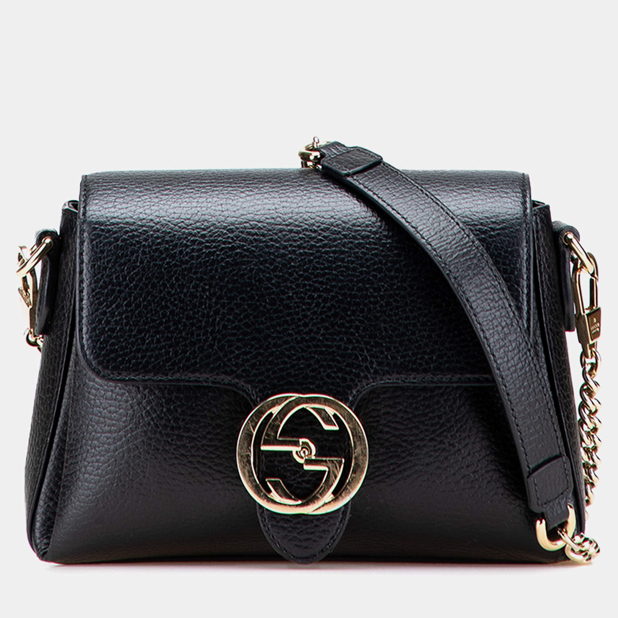Pre Owned Gucci Black Small Dollar Calfskin Interlocking G Crossbody