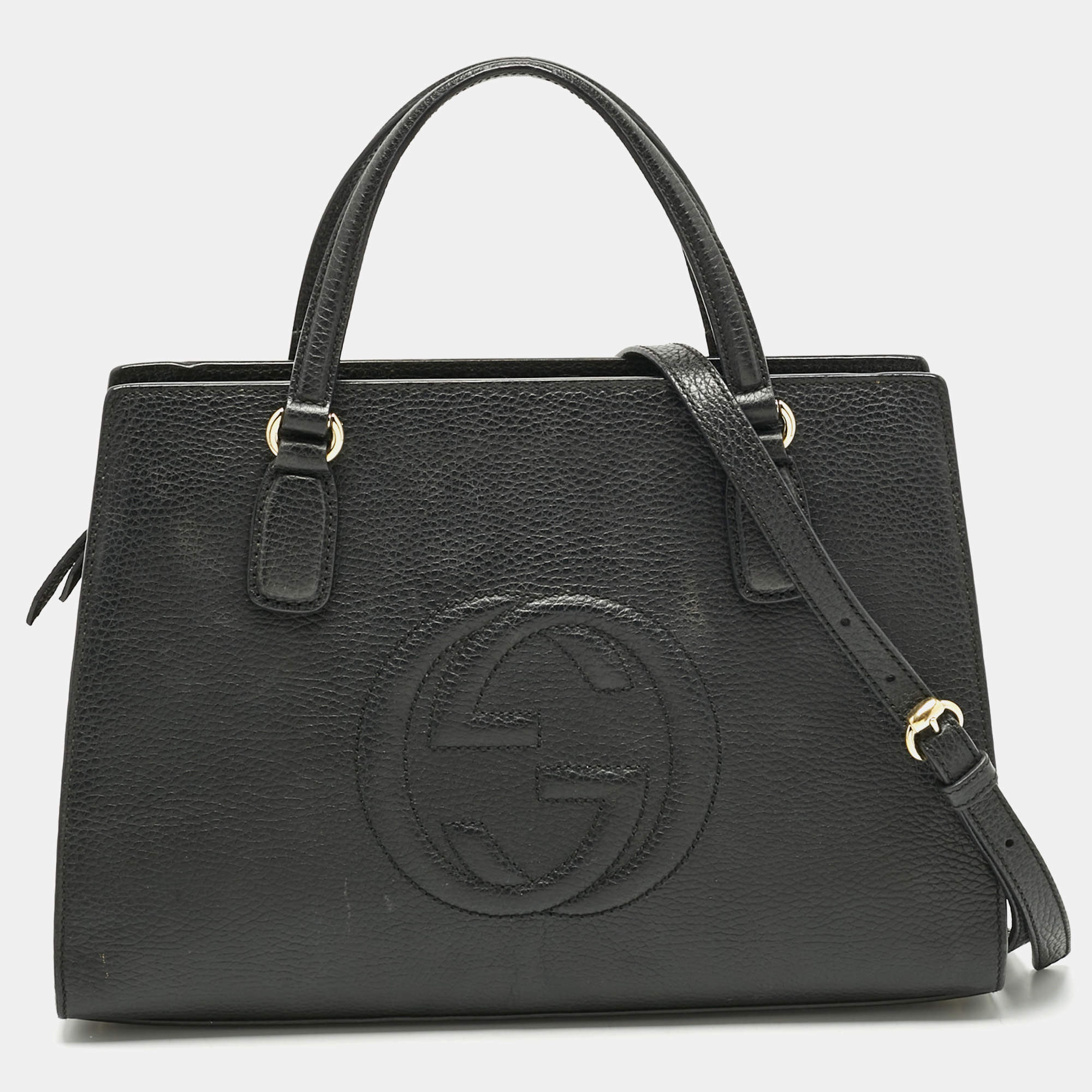 Pre Owned Gucci Black Leather Soho Tote