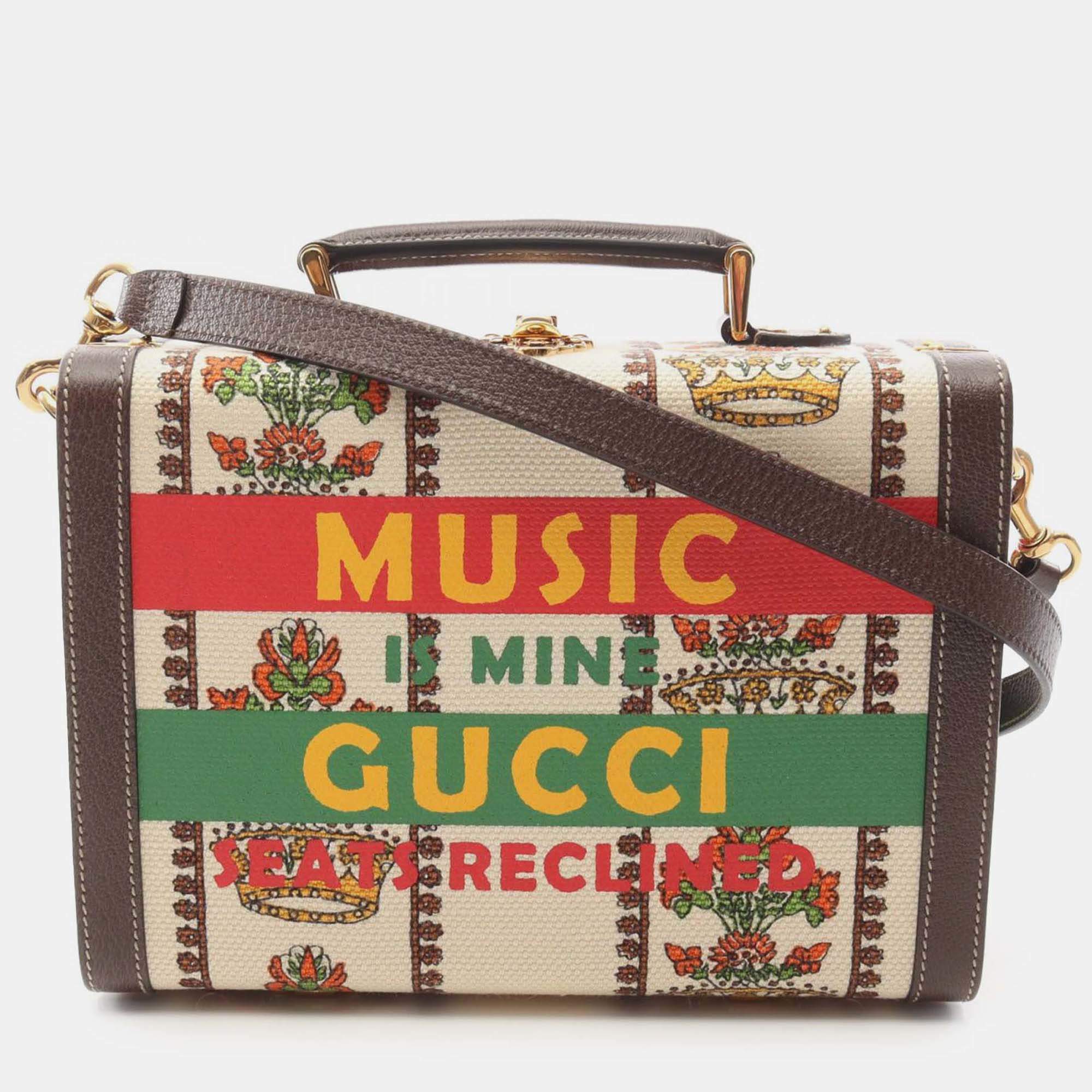 Pre Owned Gucci Brown 100 Centennial Canvas Music Is Mine Beauty Case