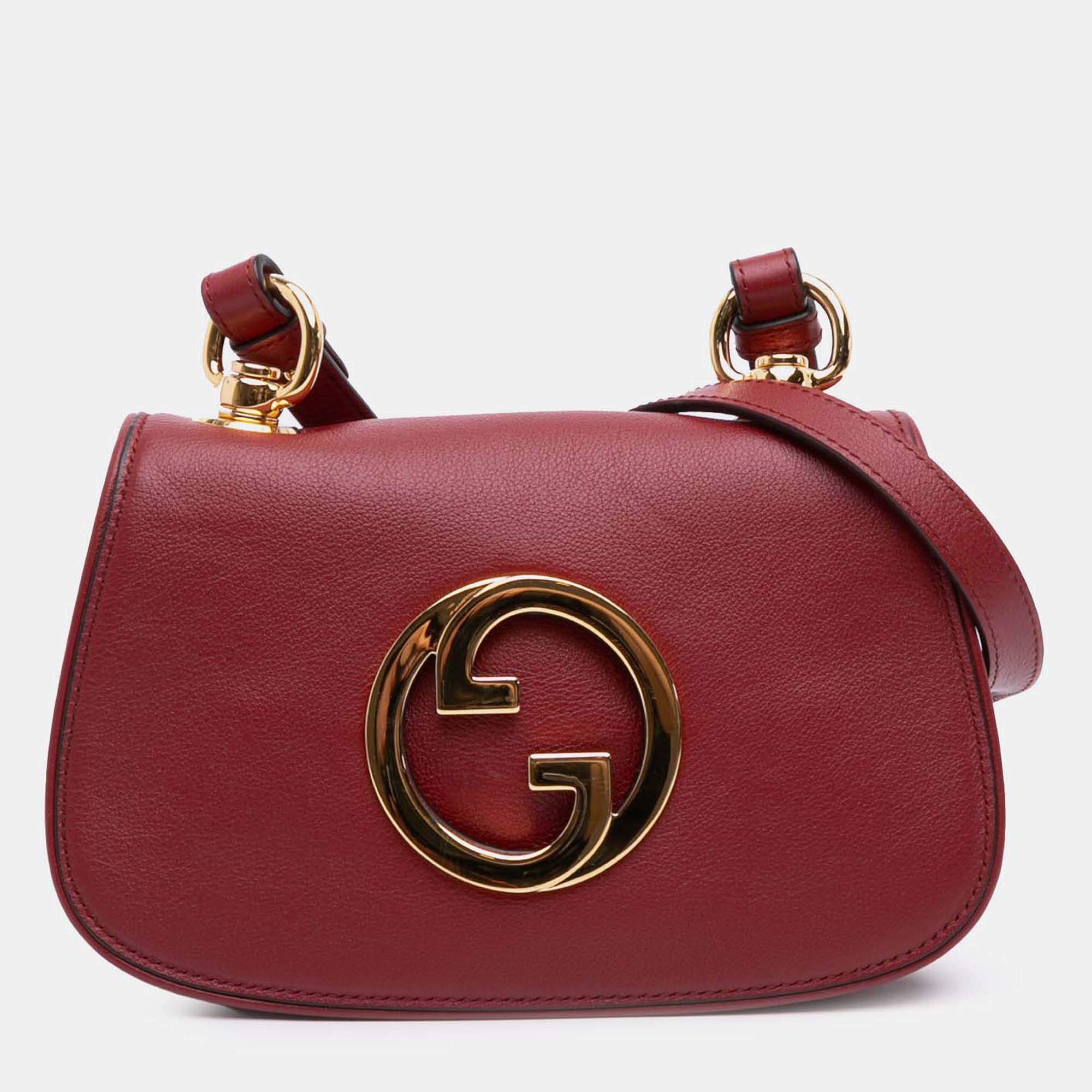 Pre Owned Gucci Red Mini Leather Blondie Crossbody