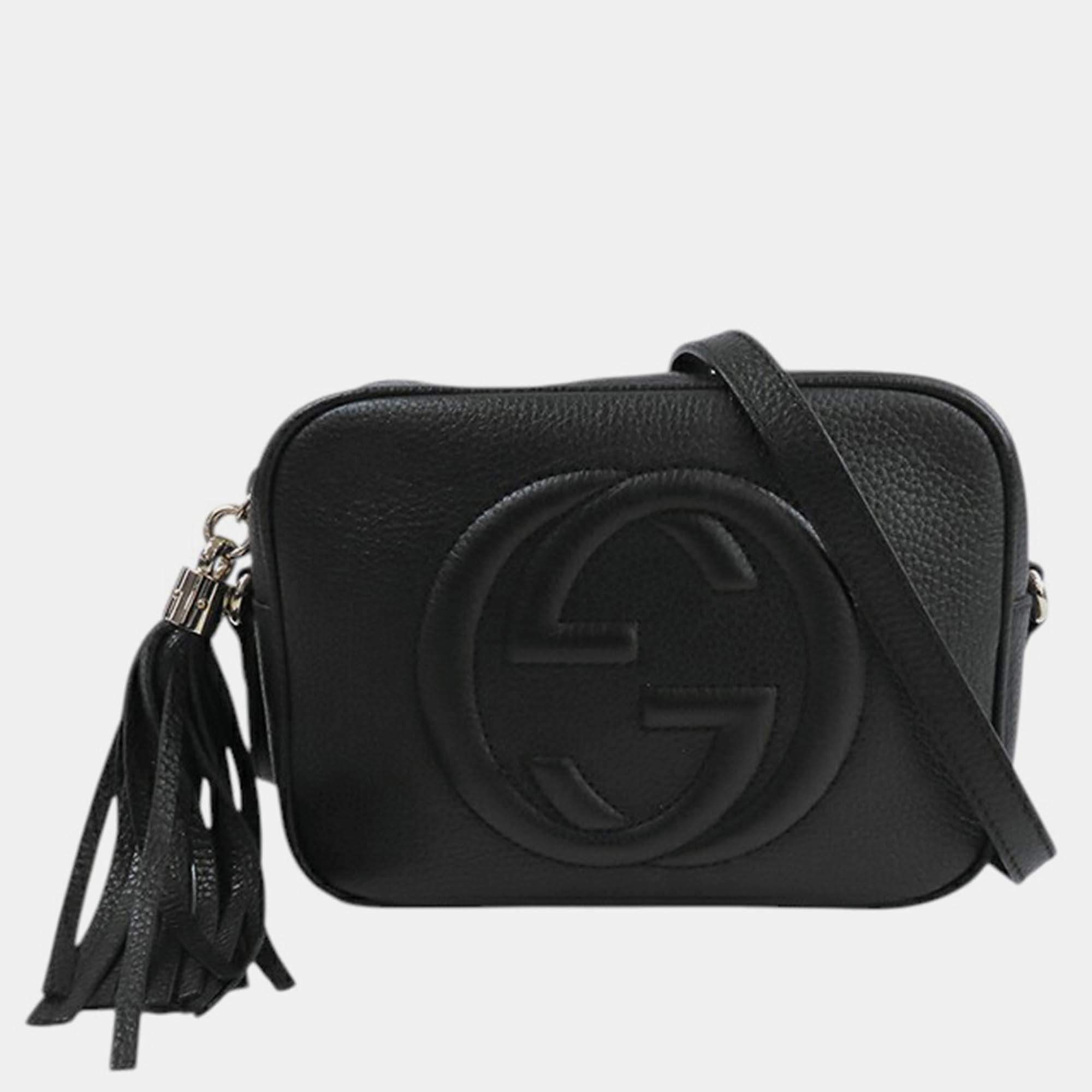 Pre Owned Gucci Black Leather Soho Disco Crossbody Bag