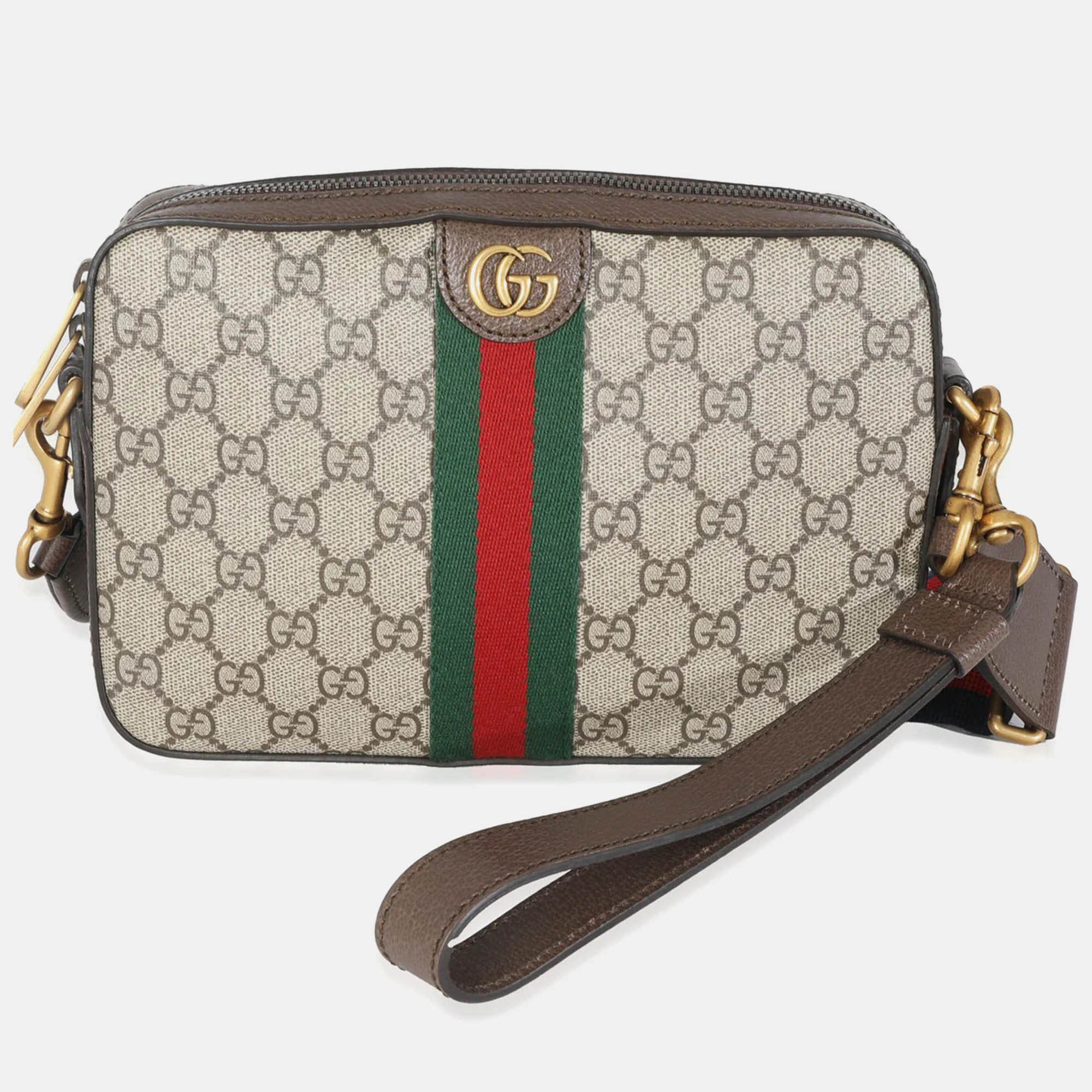 Pre Owned Gucci Beige GG Supreme Canvas Ophidia Crossbody