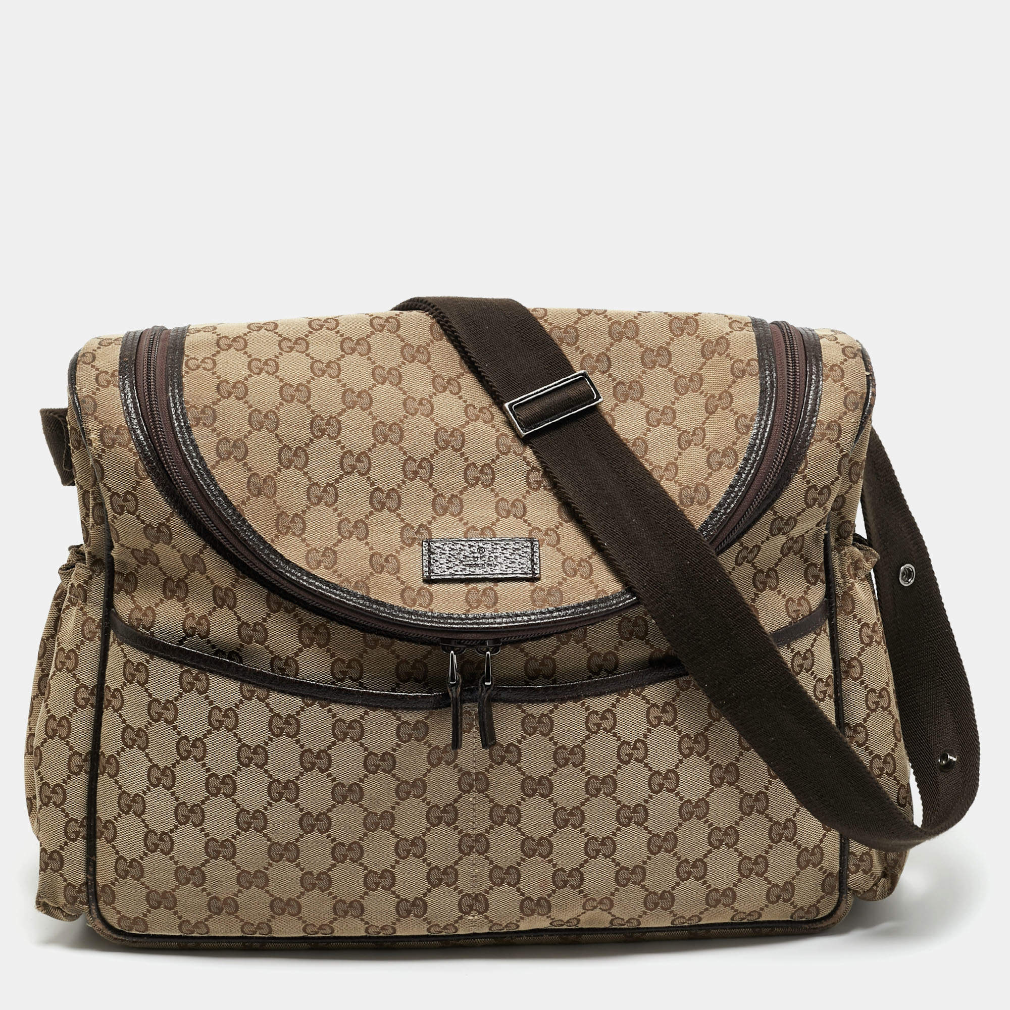 Pre Owned Gucci Beige/Ebony GG Canvas Original Baby Changing Bag